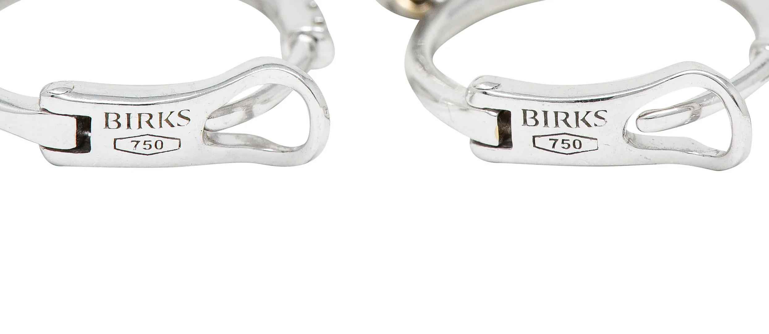 Birks 1.15 CTW Diamond 18 Karat Gold Cluster Huggie Drop Earrings - Image 5