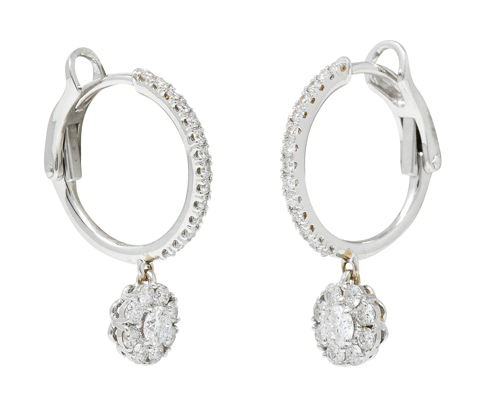 Birks 1.15 CTW Diamond 18 Karat Gold Cluster Huggie Drop Earrings - Image 6