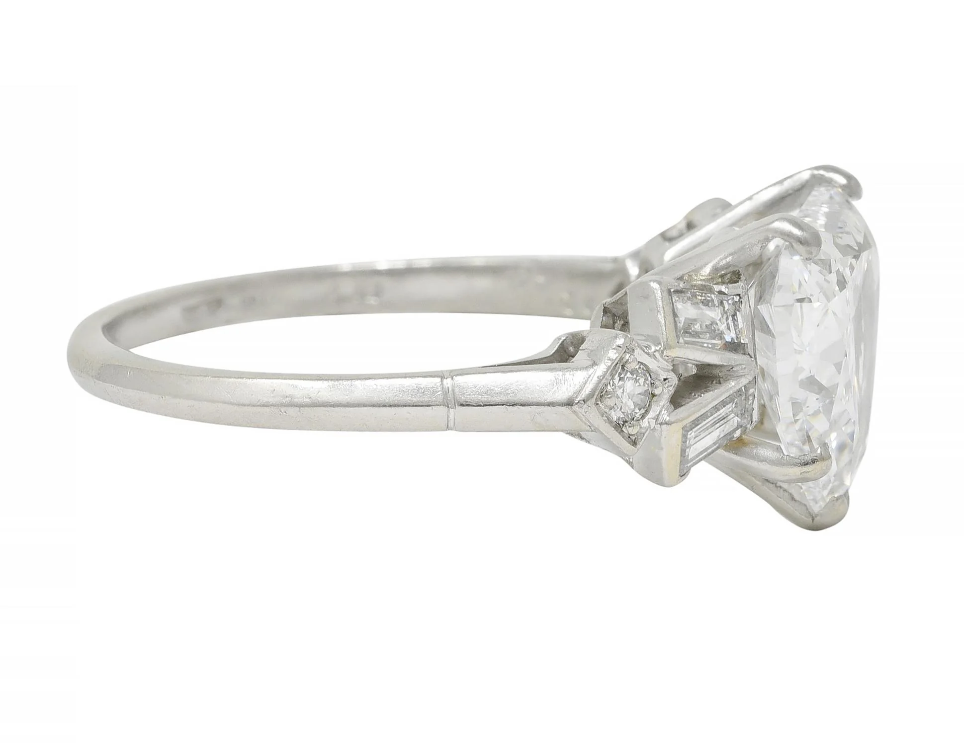 Birks Maison Mid-Century 2.88 CTW Heart Cut Diamond Platinum Vintage Engagement Ring GIA - Image 4