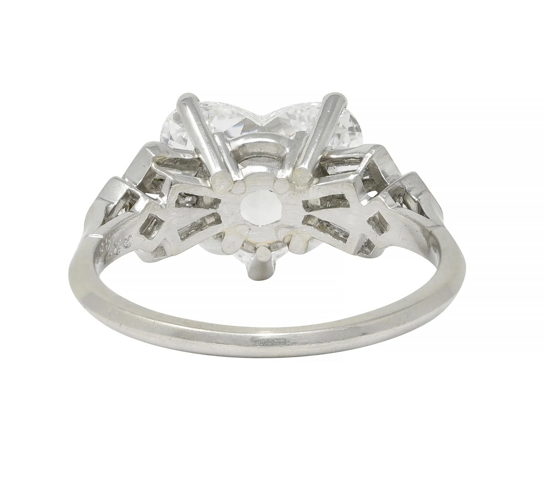 Birks Maison Mid-Century 2.88 CTW Heart Cut Diamond Platinum Vintage Engagement Ring GIA - Image 5