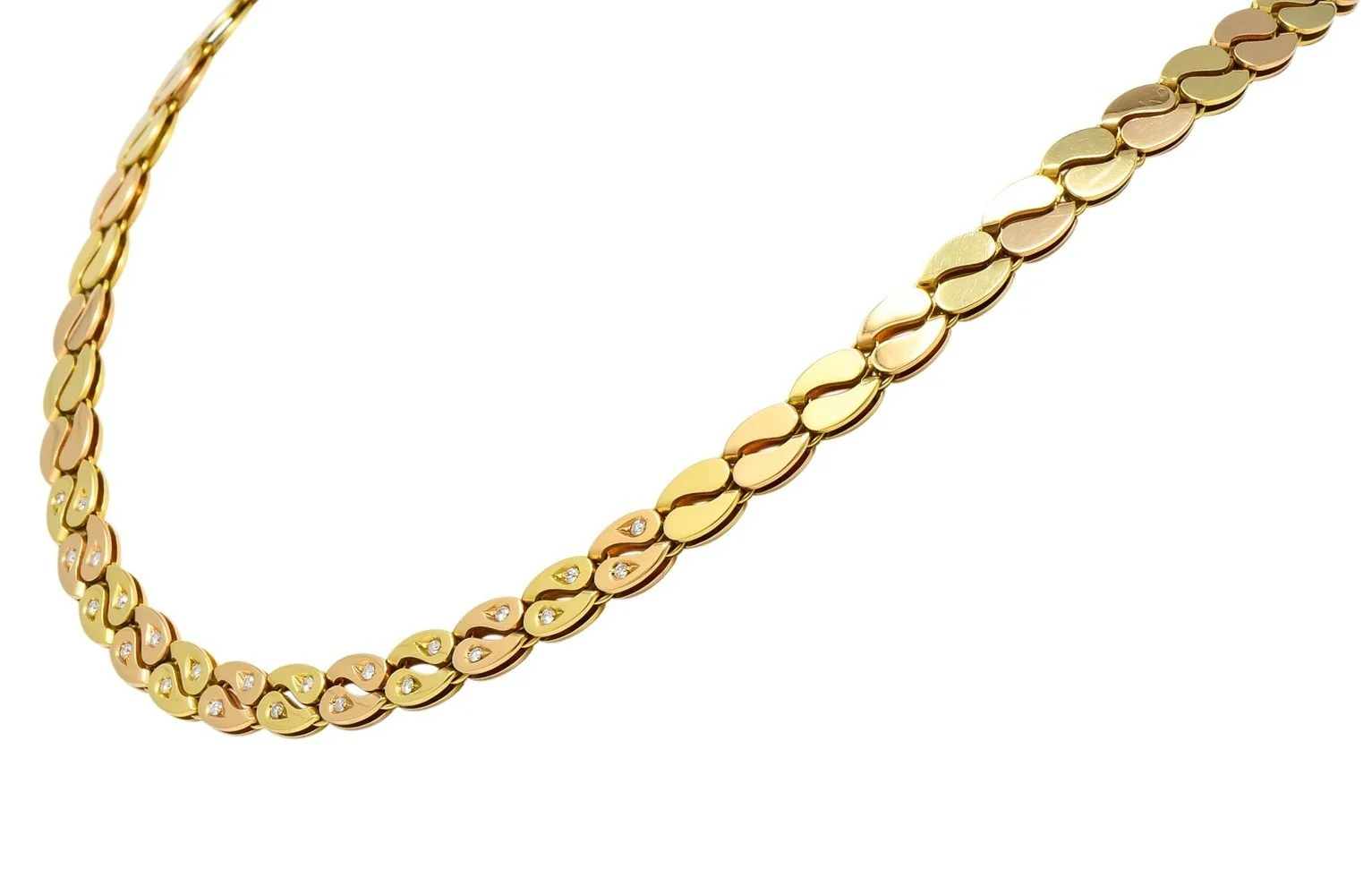 Black Starr and Frost Retro 18 Karat Two-Tone Gold Collar Link Necklace - Image 2