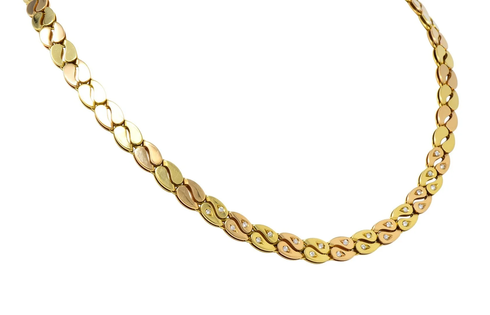 Black Starr and Frost Retro 18 Karat Two-Tone Gold Collar Link Necklace - Image 3