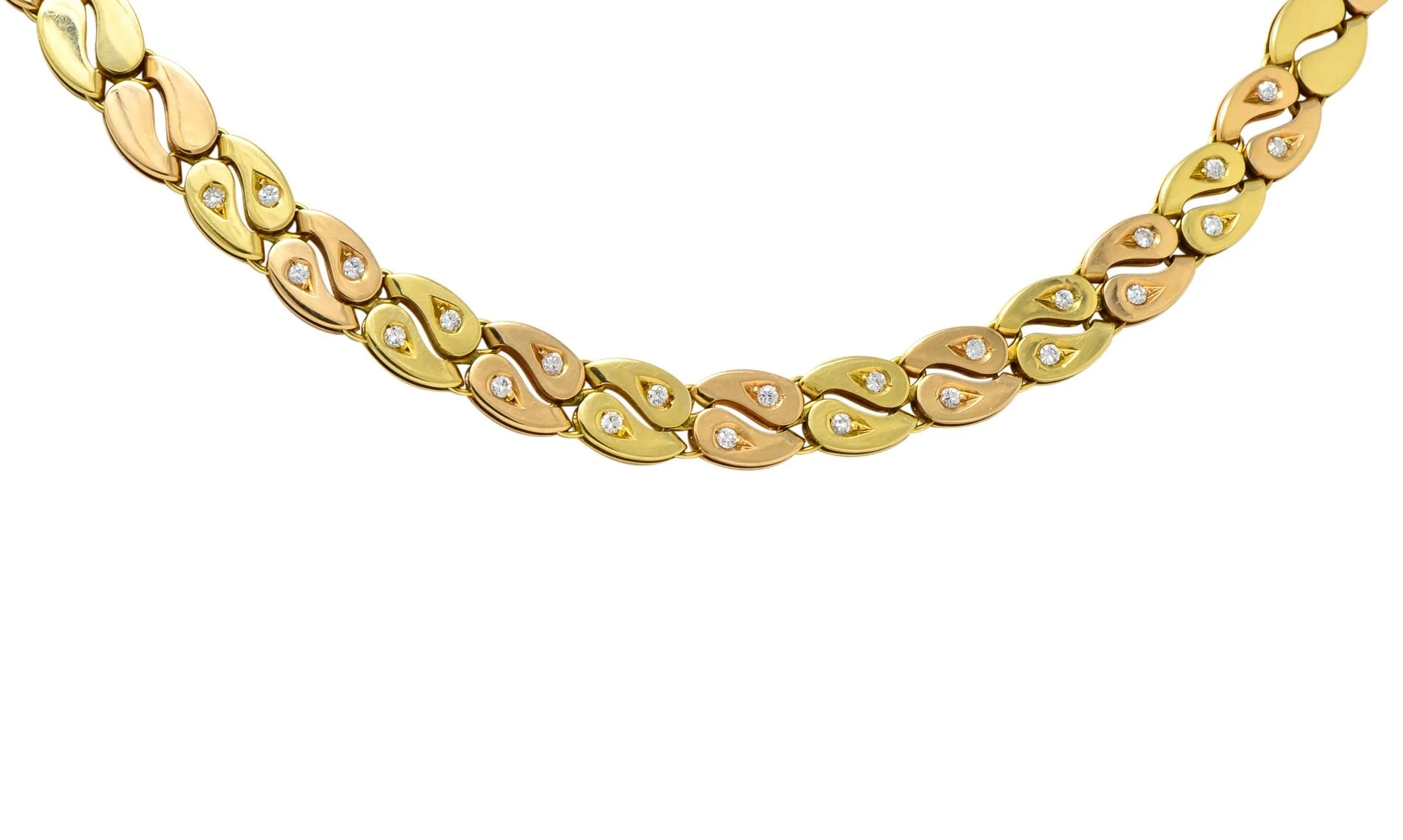 Black Starr and Frost Retro 18 Karat Two-Tone Gold Collar Link Necklace - Image 4