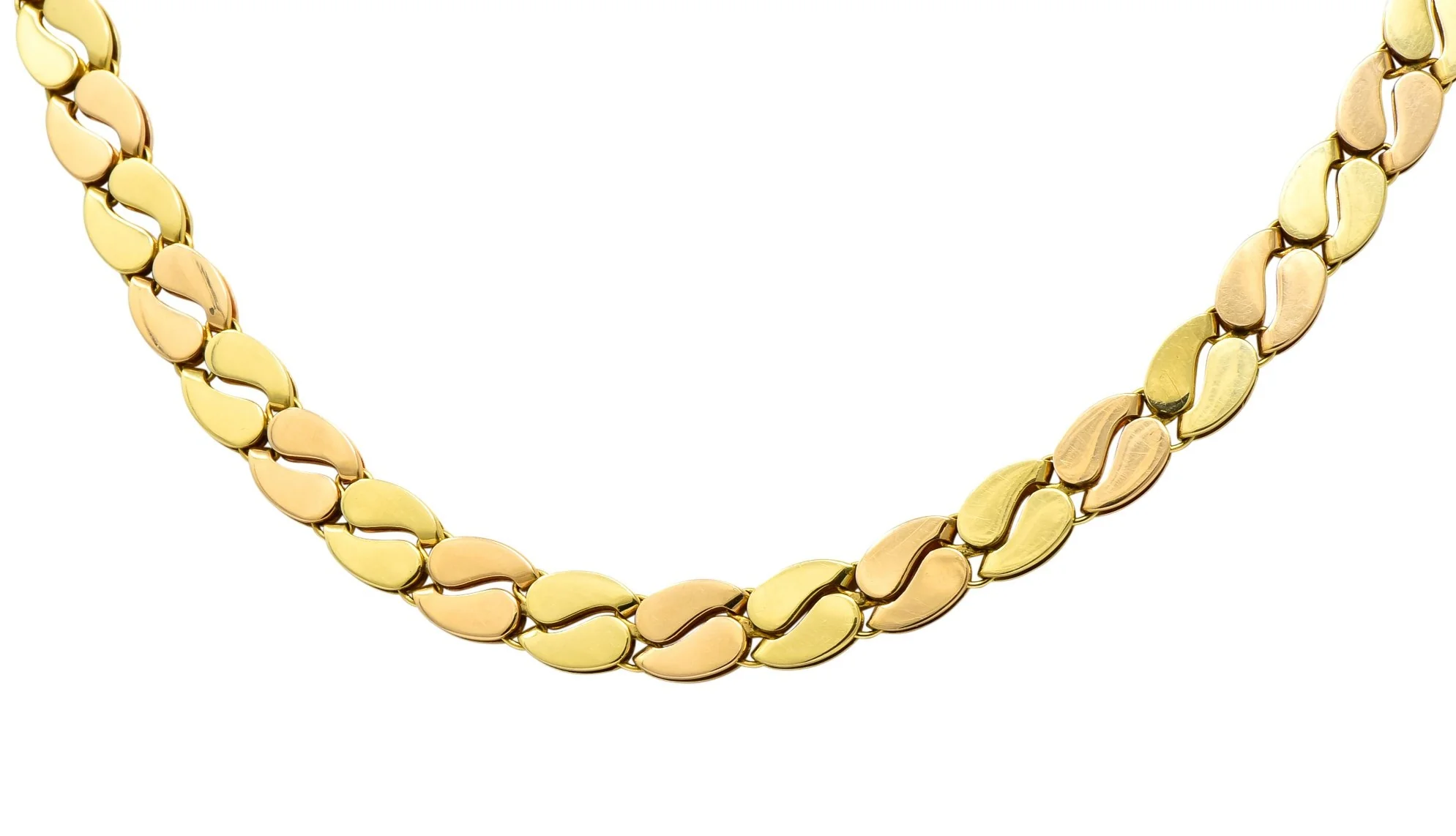Black Starr and Frost Retro 18 Karat Two-Tone Gold Collar Link Necklace - Image 5