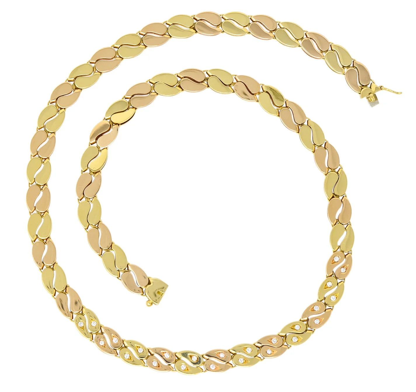 Black Starr and Frost Retro 18 Karat Two-Tone Gold Collar Link Necklace - Image 7