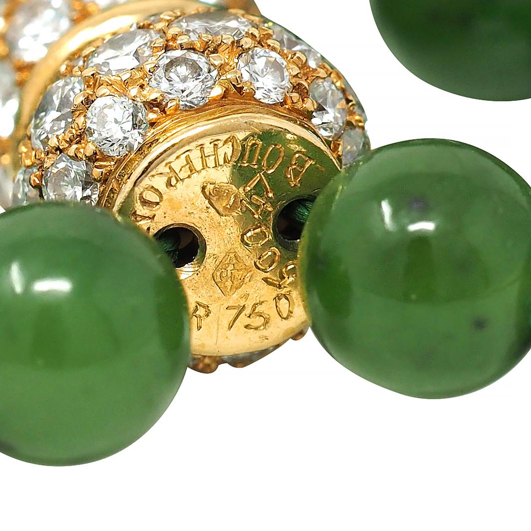 Boucheron French 1970's Diamond Jade Bead 18 Karat Yellow Gold Tassel Vintage Sautoir Necklace - Image 11