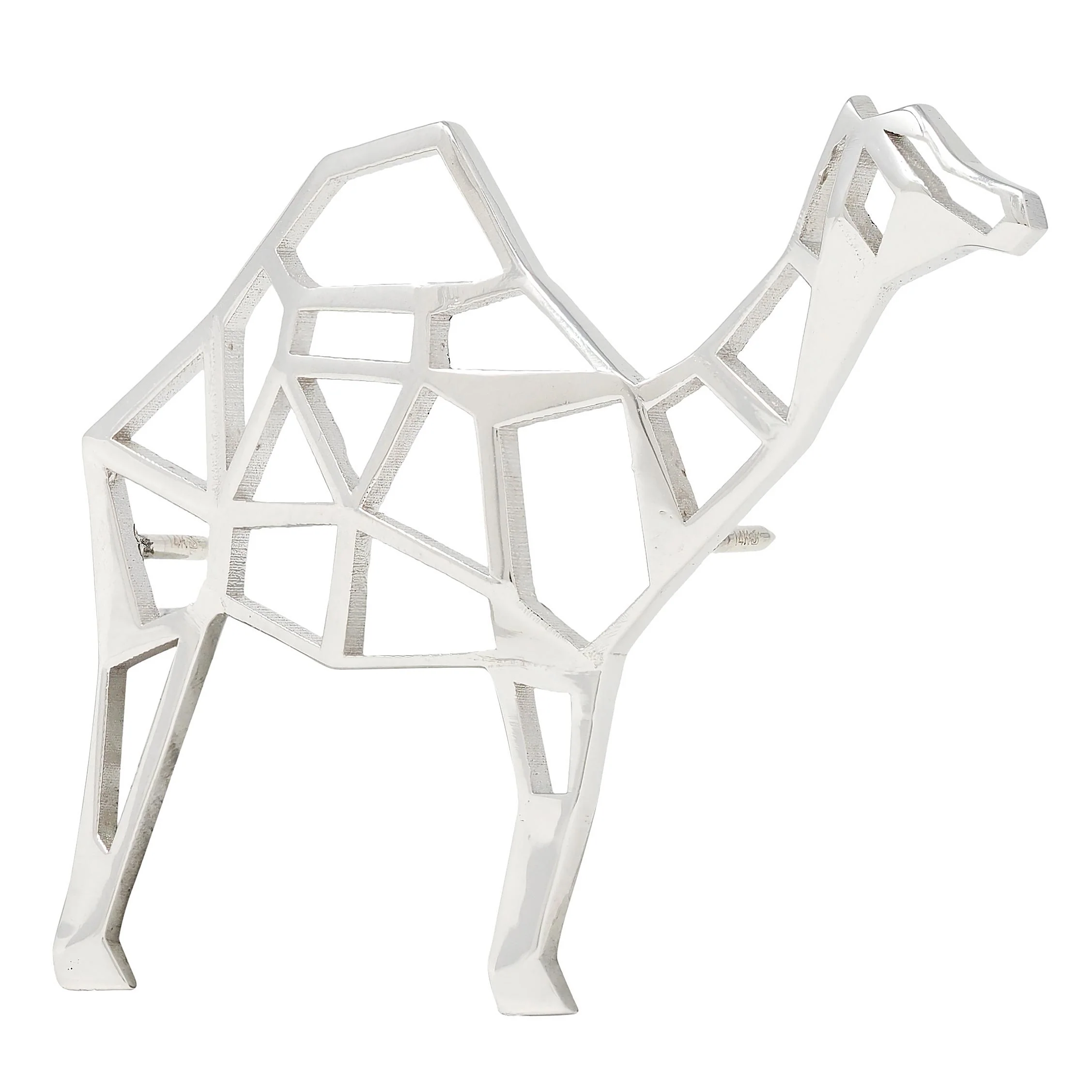 BRASH Platinum Faceted Geometric GEO Camel Unisex Brooch Pin - Image 5