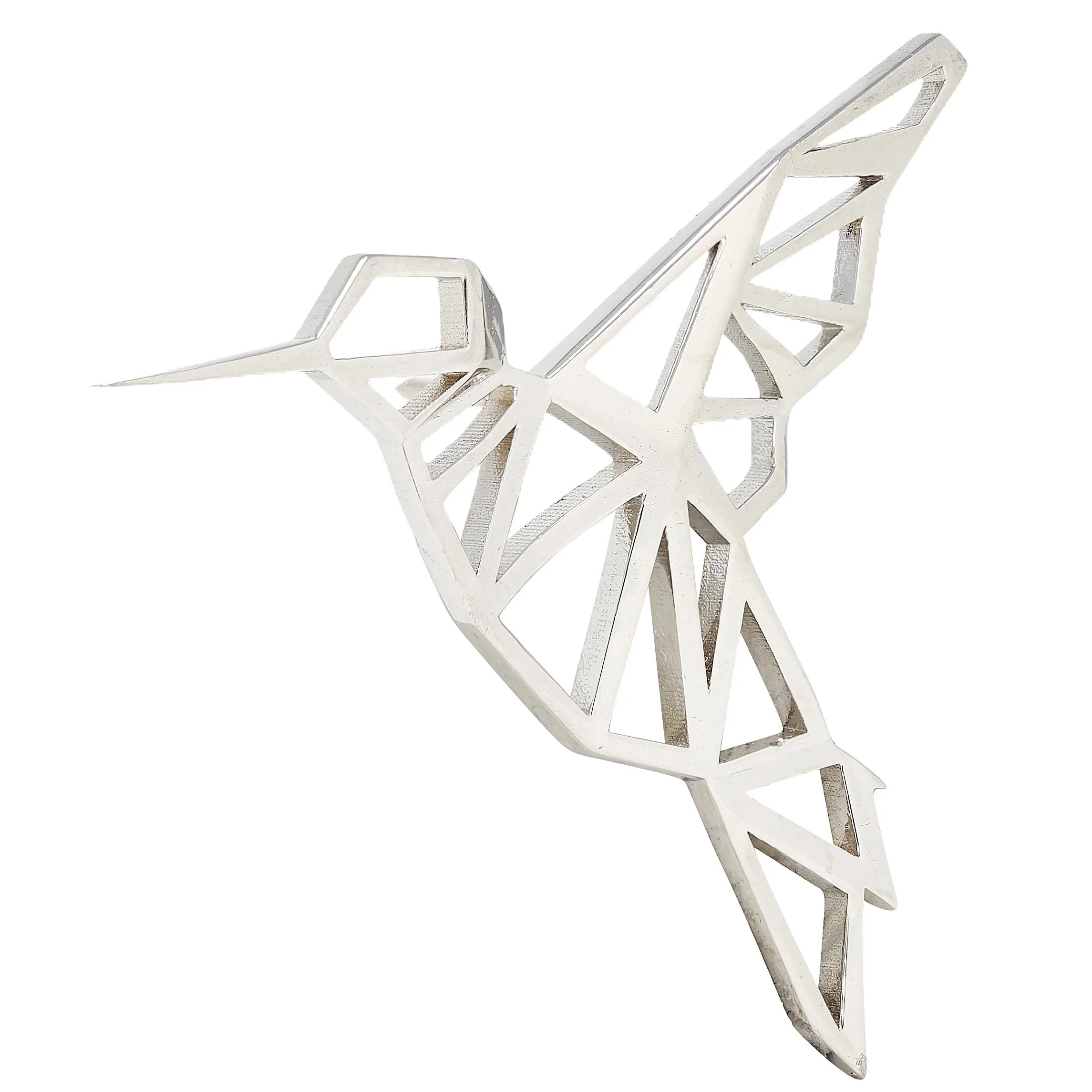 BRASH Platinum Faceted Geometric GEO Hummingbird Unisex Brooch Pin - Image 3