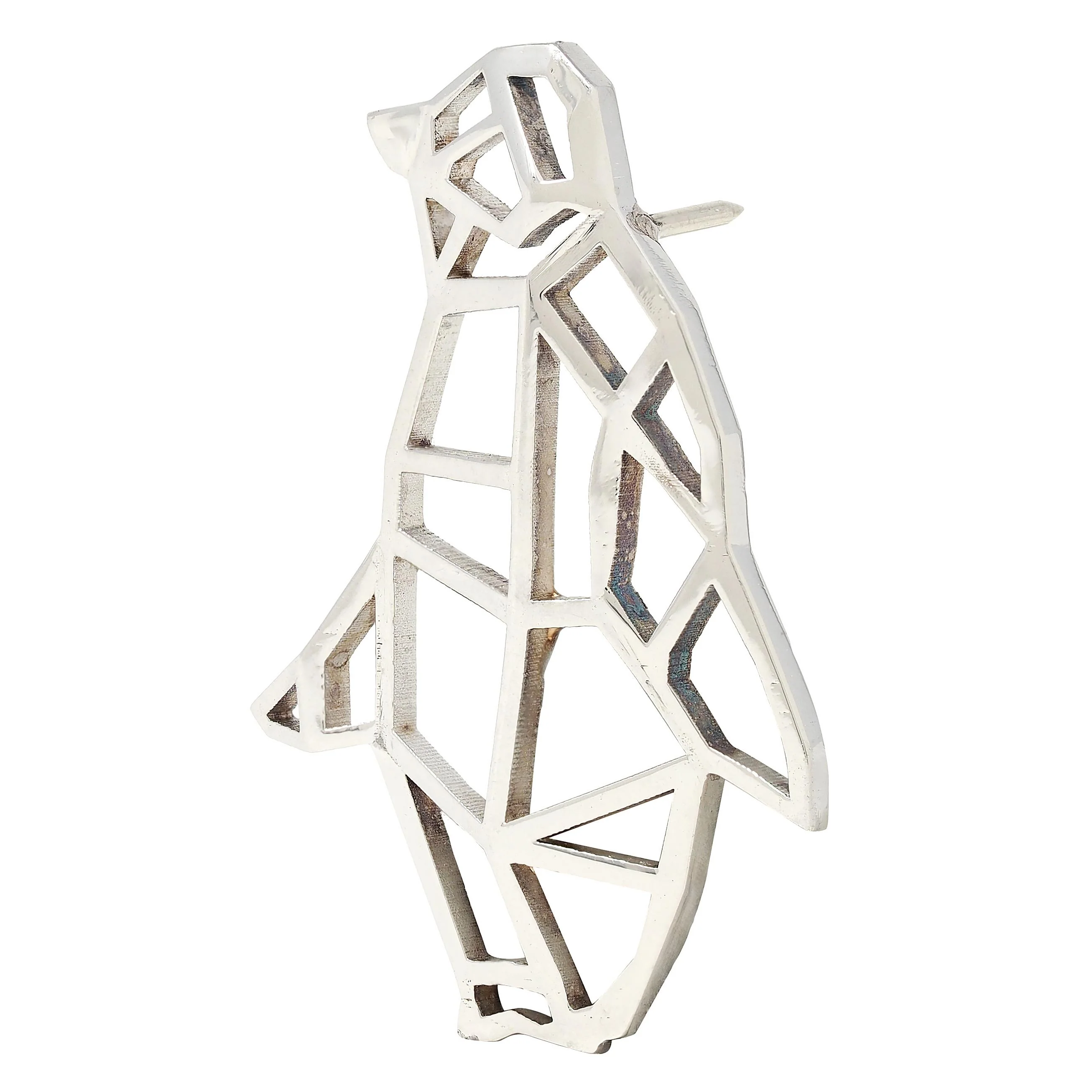 BRASH Platinum Faceted Geometric GEO Penguin Unisex Brooch Pin - Image 5