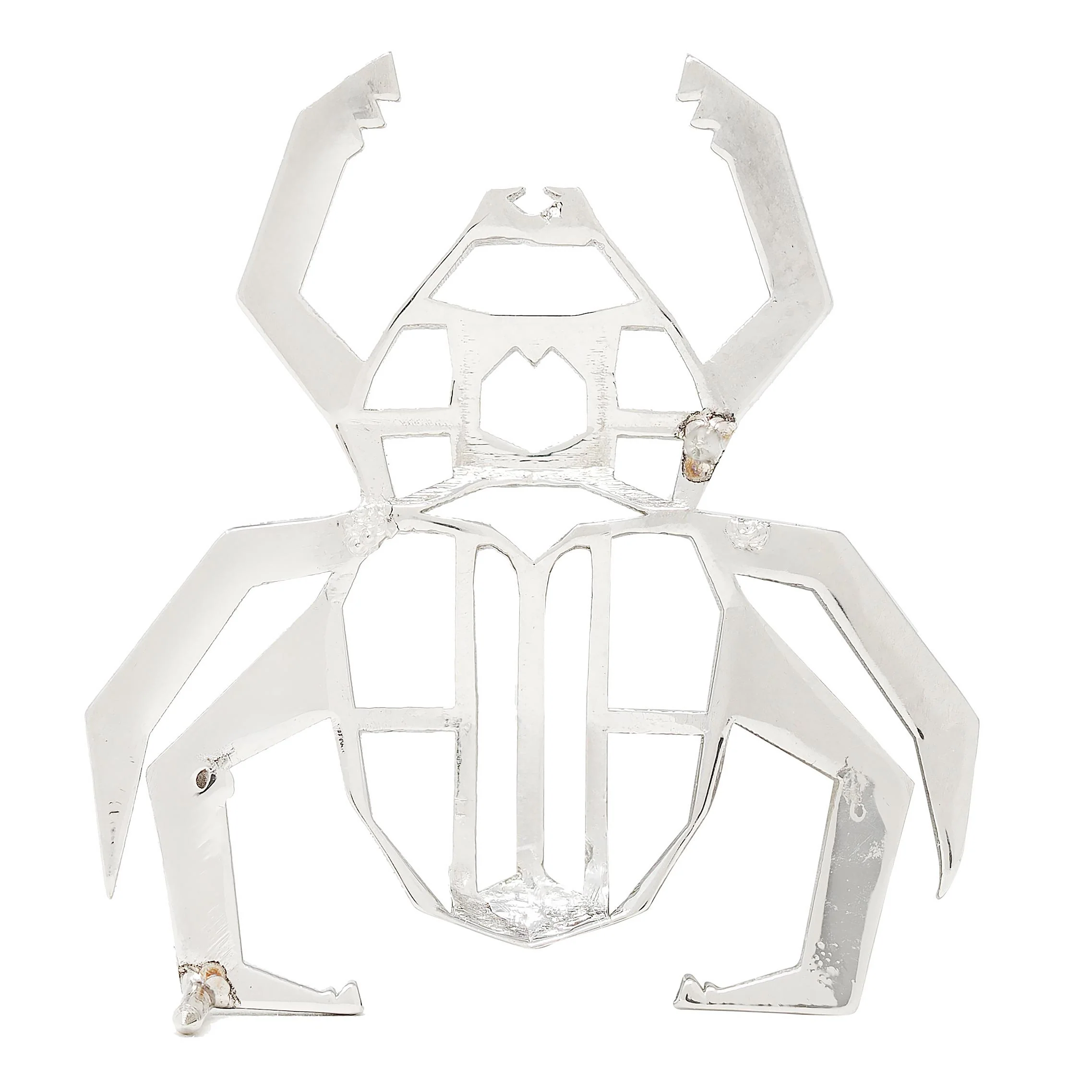 BRASH Platinum Faceted Geometric GEO Spider Unisex Brooch Pin - Image 4