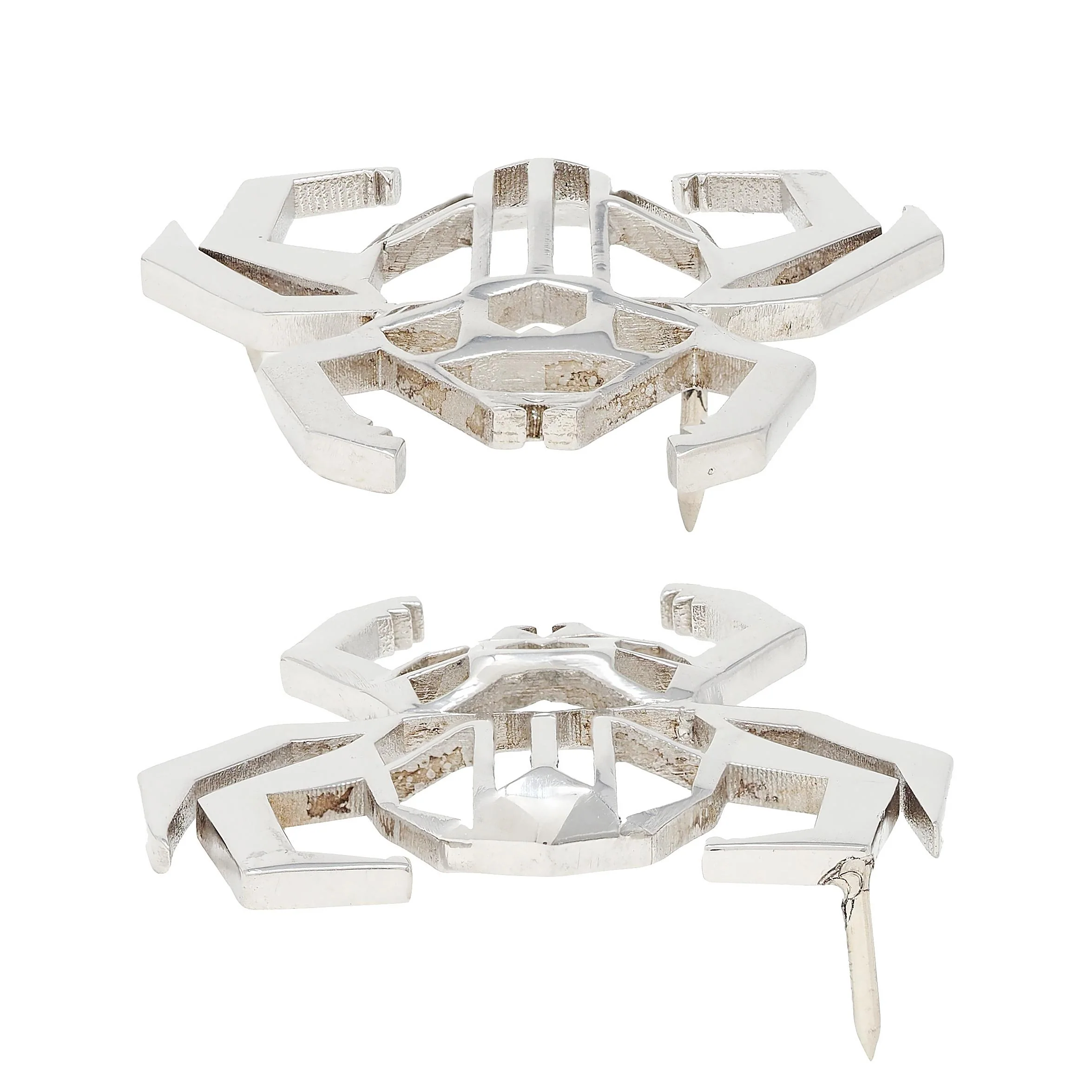 BRASH Platinum Faceted Geometric GEO Spider Unisex Brooch Pin - Image 6