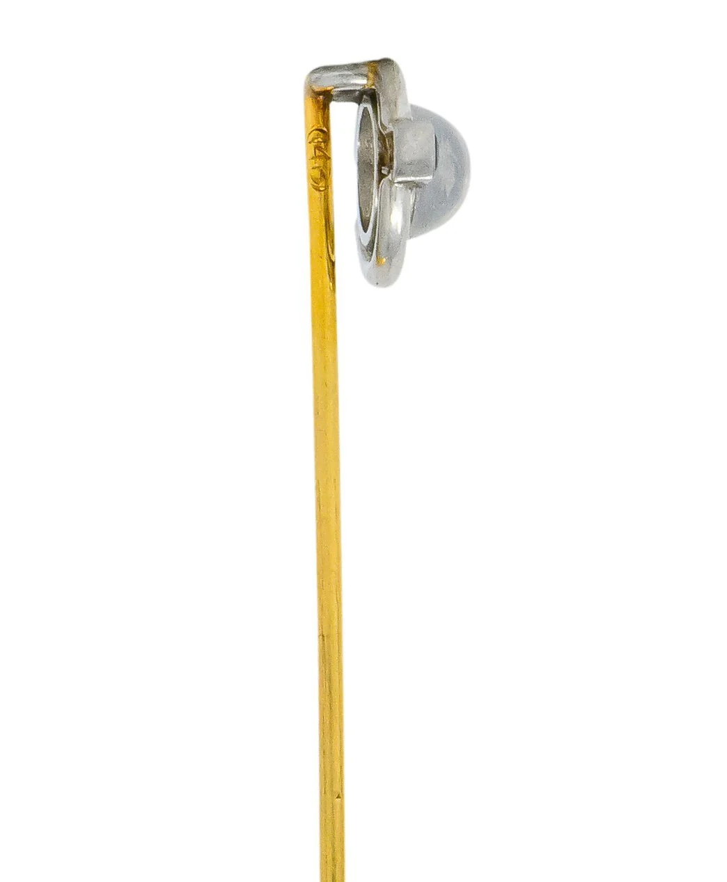 Brassler Co. 1910 Art Nouveau Moonstone Sapphire Platinum Stickpin - Image 4