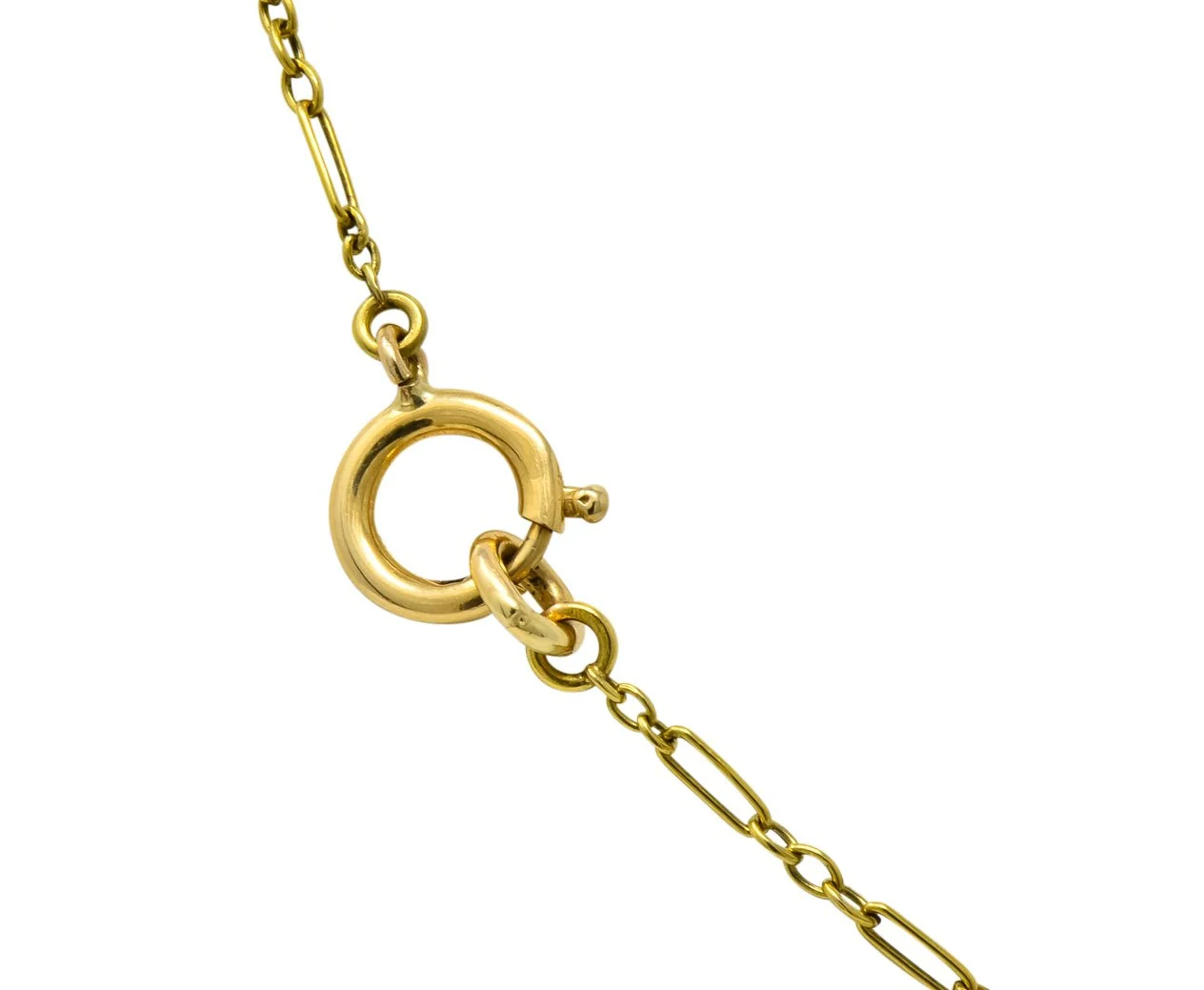 Brassler Co. Art Nouveau Moonstone Demantoid Garnet Diamond 14 Karat Gold Drop Necklace - Image 8