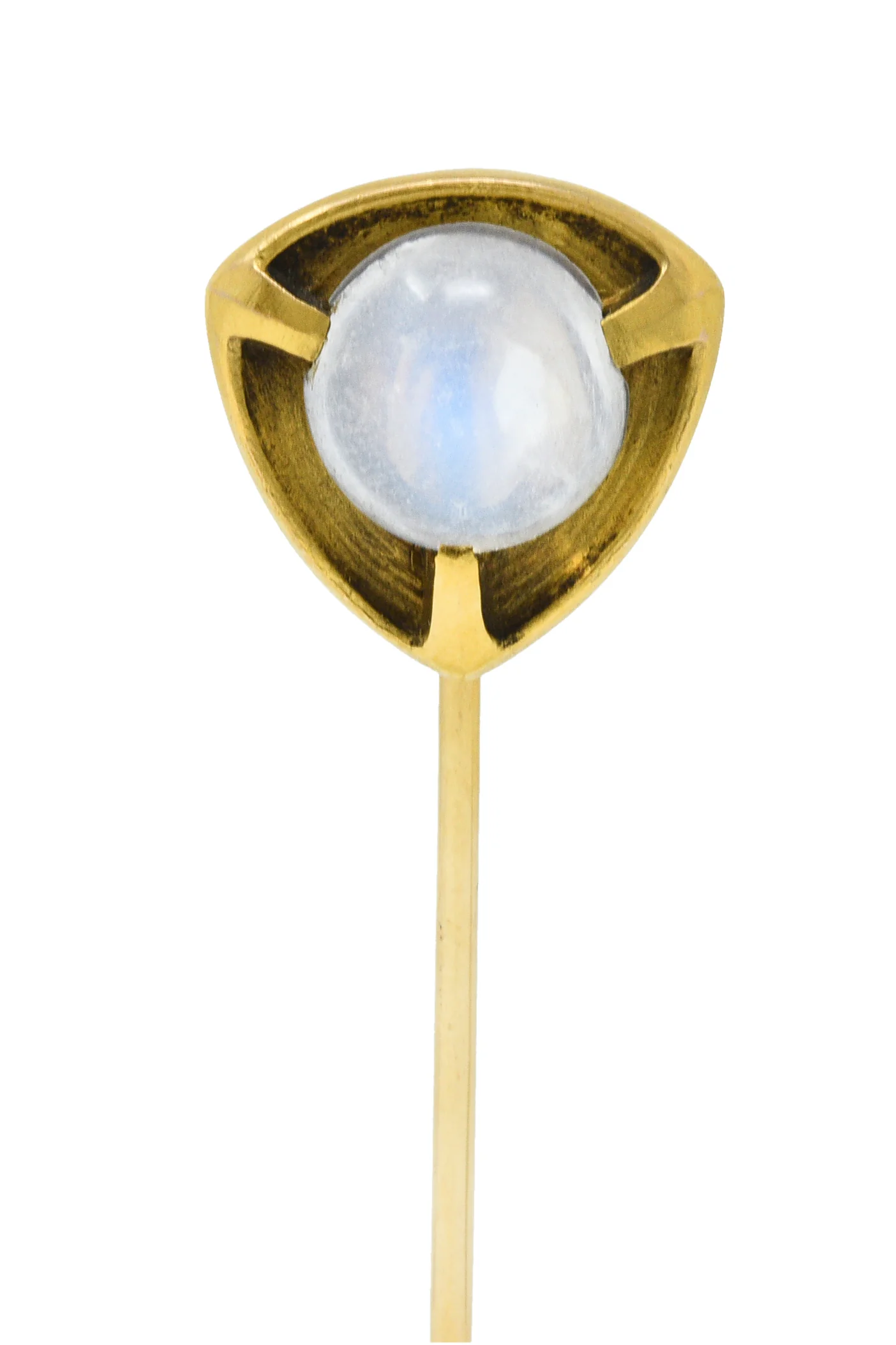Brassler Co. Moonstone Cabochon 14 Karat Gold Stickpin