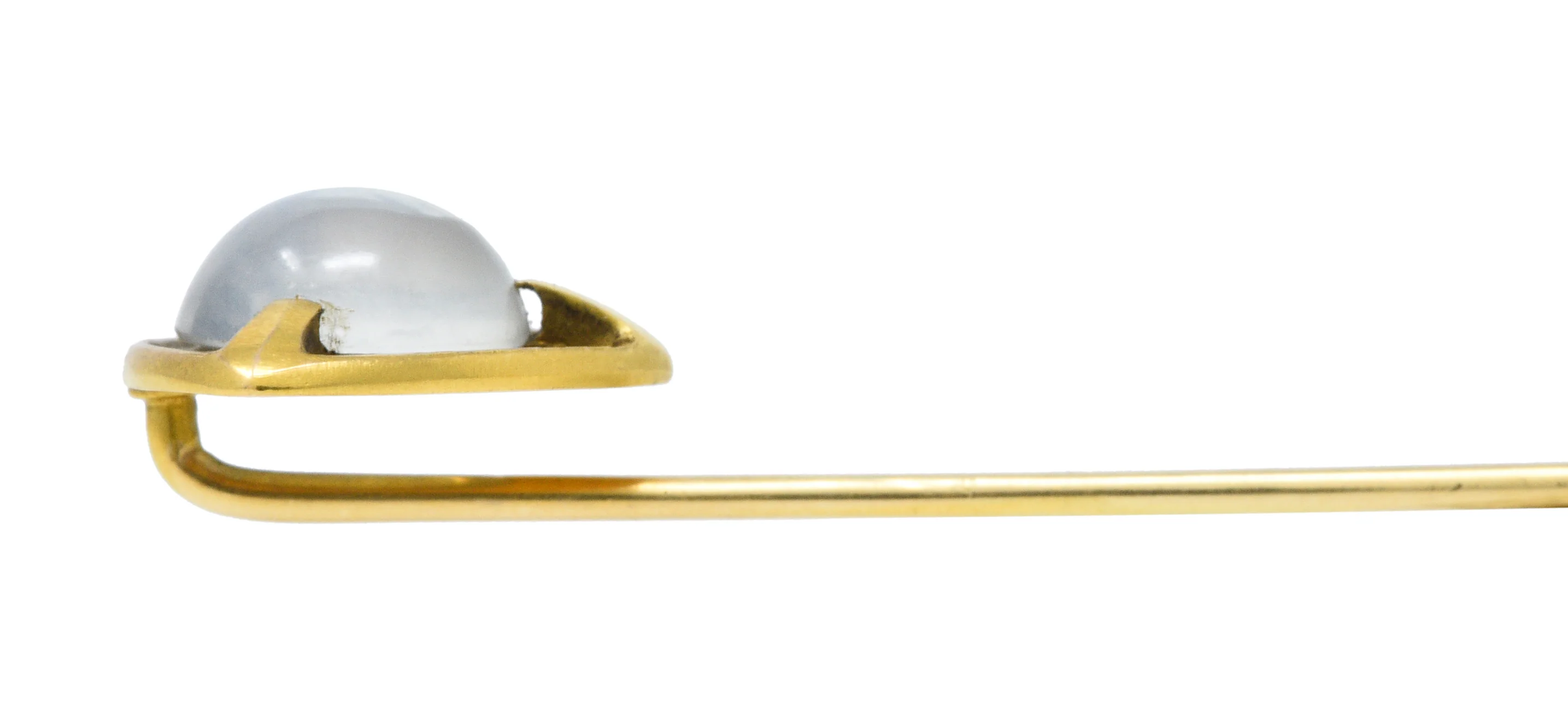 Brassler Co. Moonstone Cabochon 14 Karat Gold Stickpin - Image 7