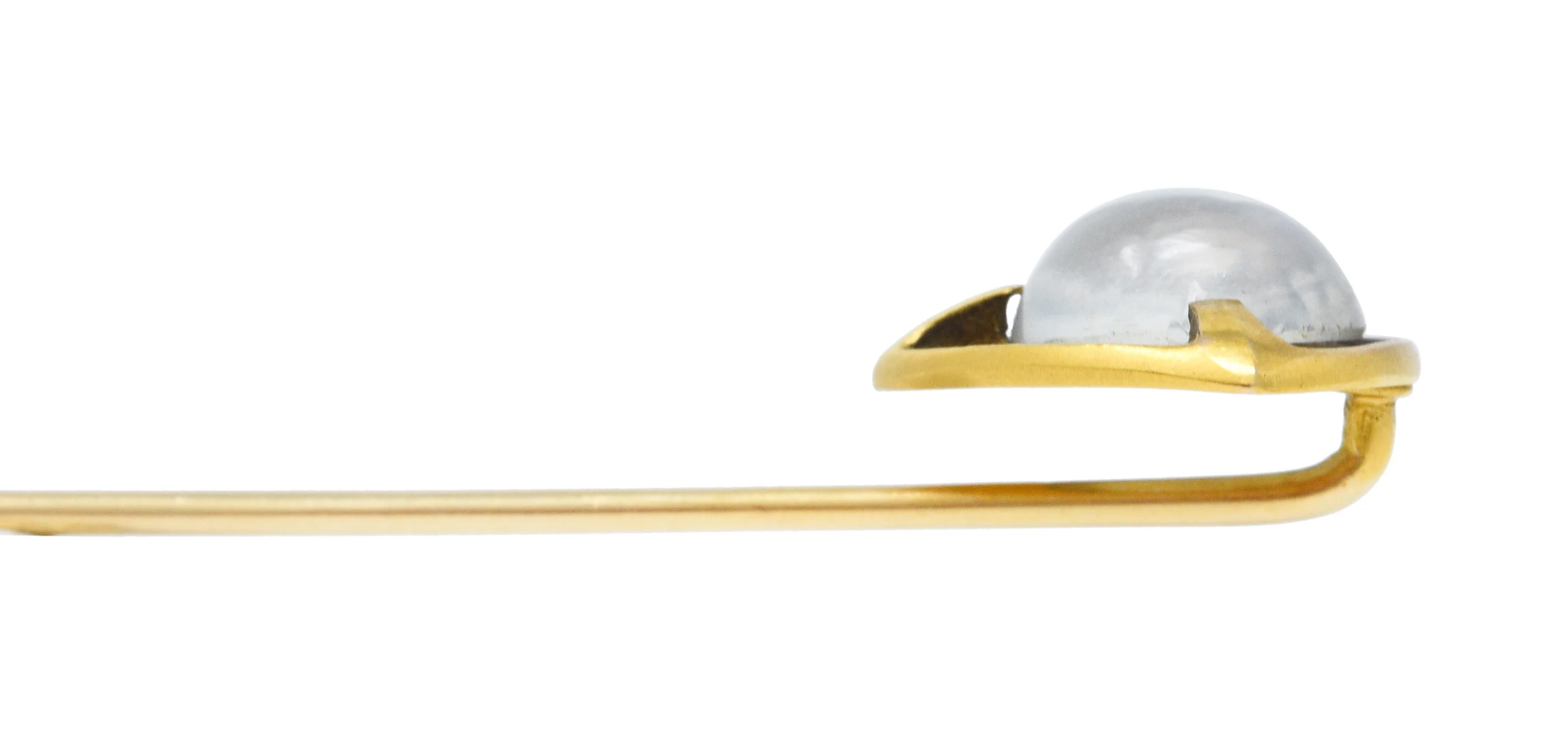 Brassler Co. Moonstone Cabochon 14 Karat Gold Stickpin - Image 8