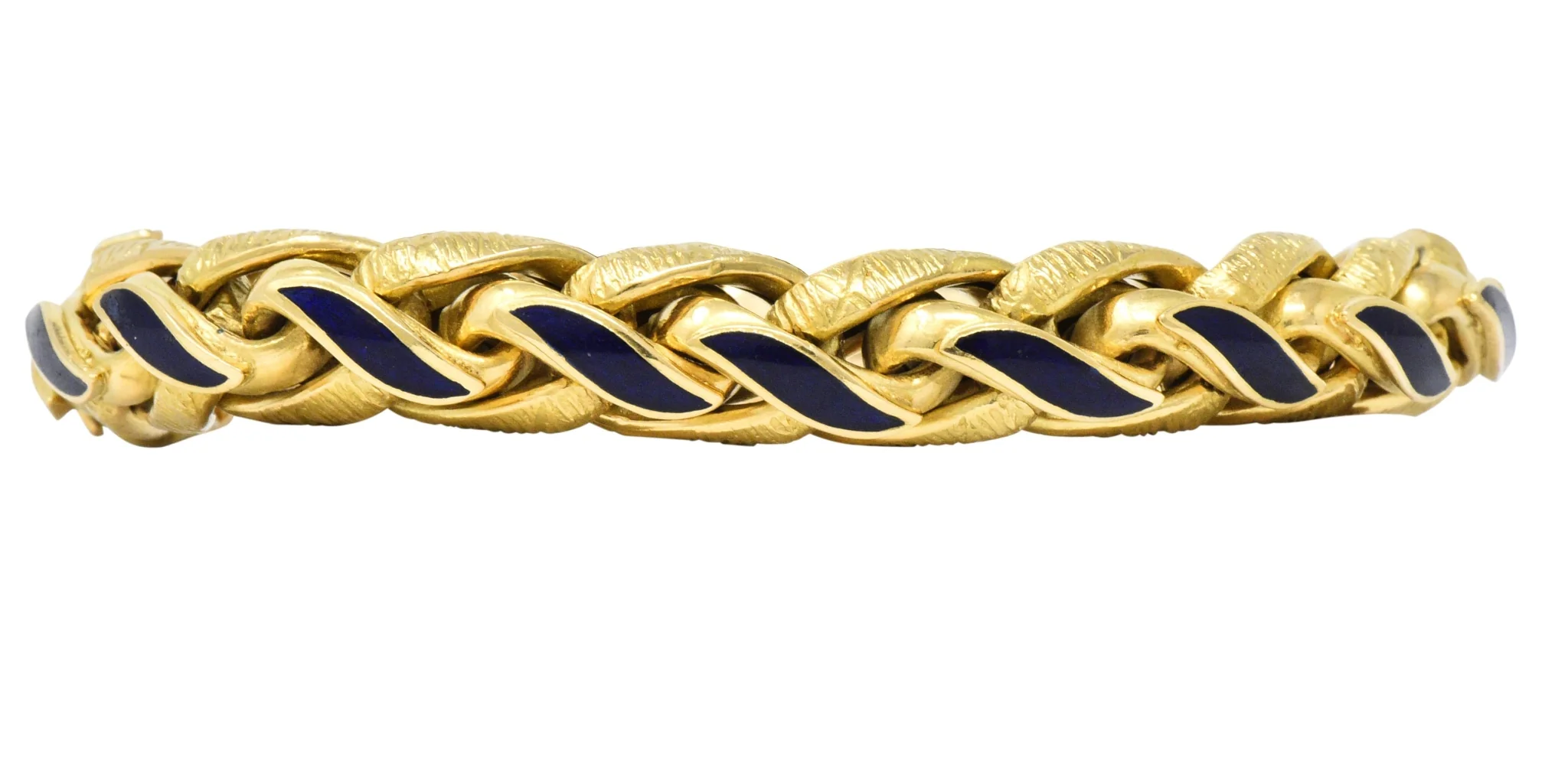 Brevetto Retro Enamel 18 Karat Gold Italian Braided Wheat Bracelet - Image 2