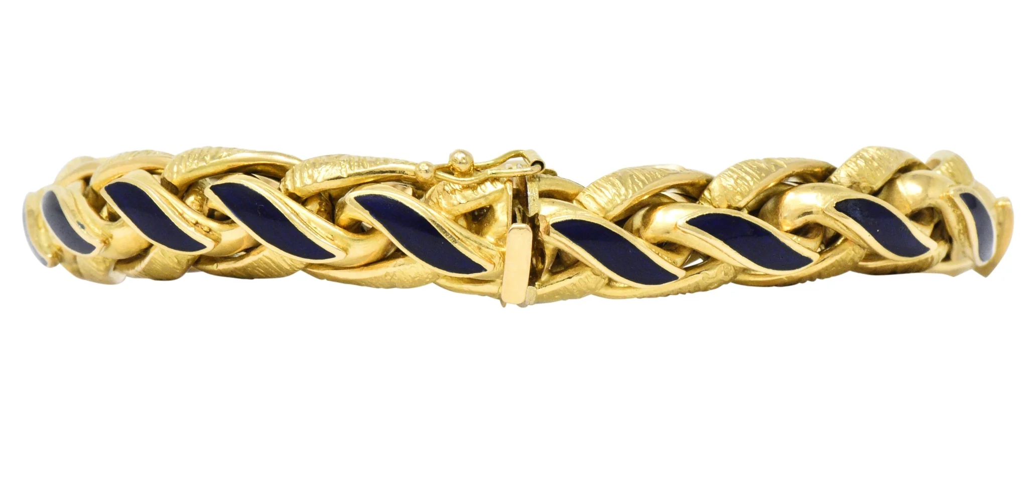 Brevetto Retro Enamel 18 Karat Gold Italian Braided Wheat Bracelet - Image 8