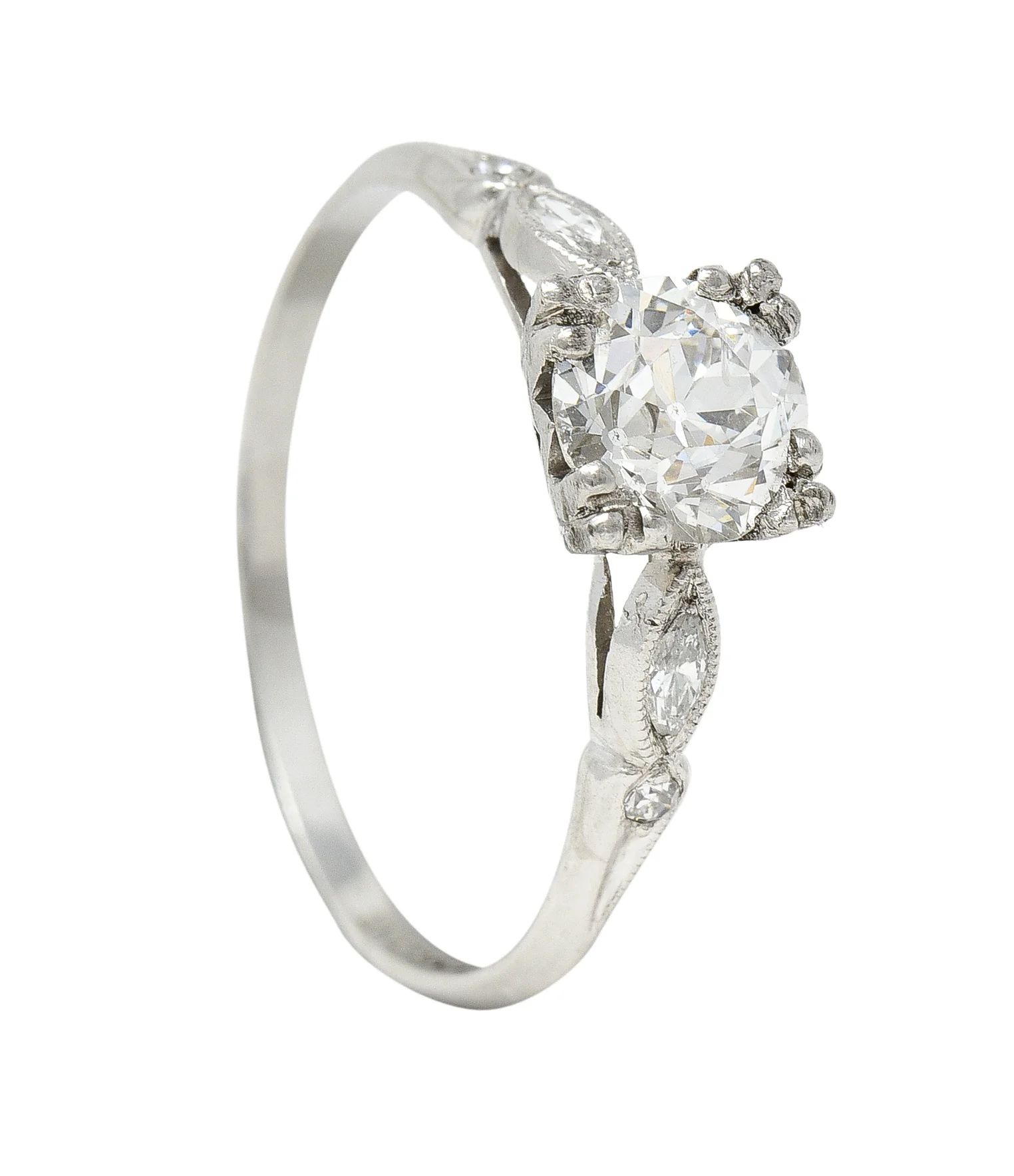 Bristol Co. Retro 1.27 CTW Old European Diamond Platinum Vintage Engagement Ring - Image 10