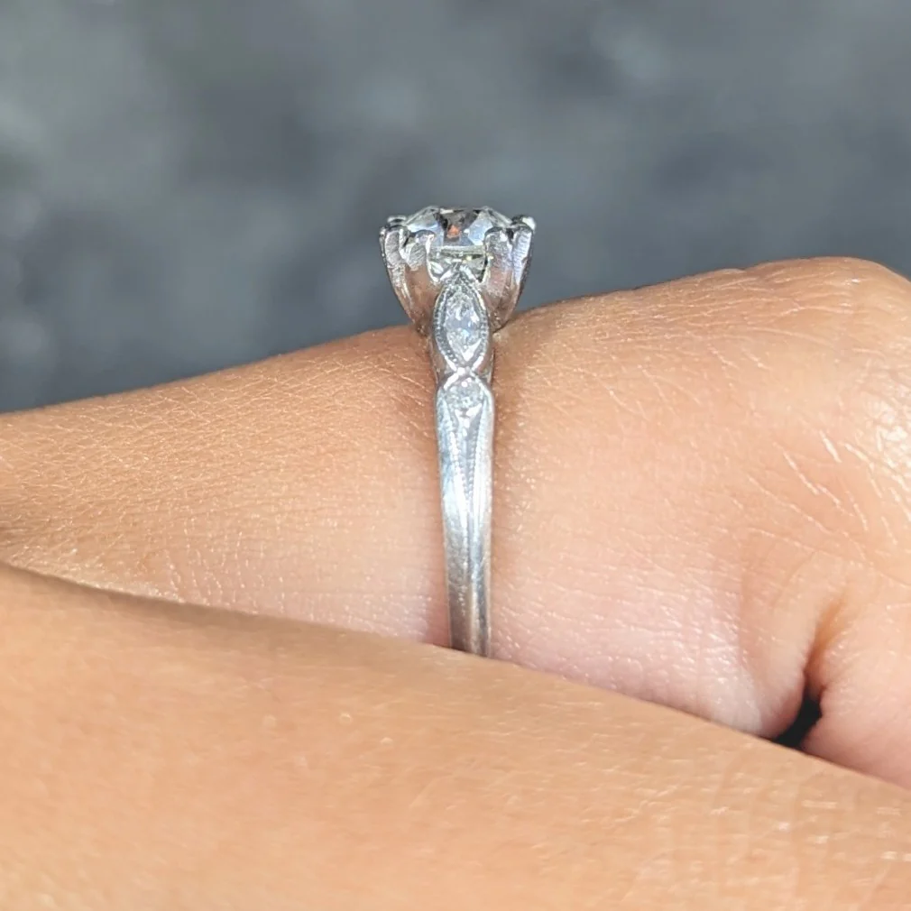 Bristol Co. Retro 1.27 CTW Old European Diamond Platinum Vintage Engagement Ring - Image 12