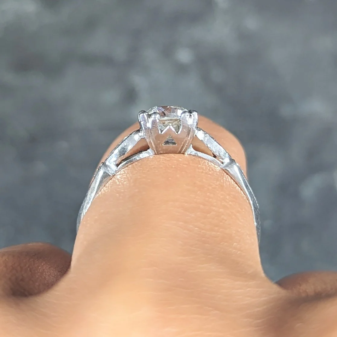 Bristol Co. Retro 1.27 CTW Old European Diamond Platinum Vintage Engagement Ring - Image 13