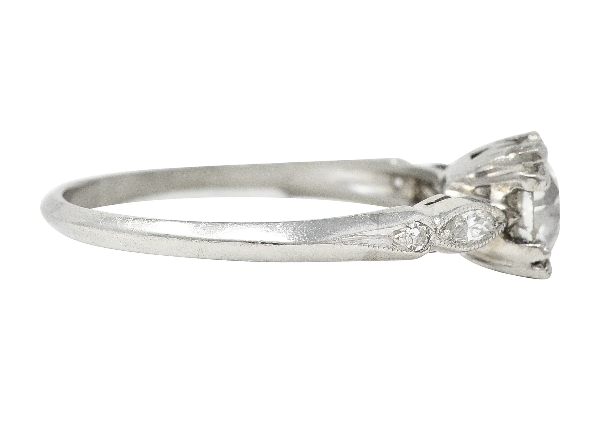 Bristol Co. Retro 1.27 CTW Old European Diamond Platinum Vintage Engagement Ring - Image 3