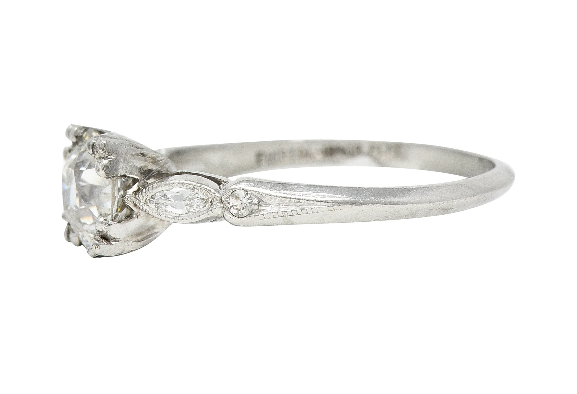 Bristol Co. Retro 1.27 CTW Old European Diamond Platinum Vintage Engagement Ring - Image 5