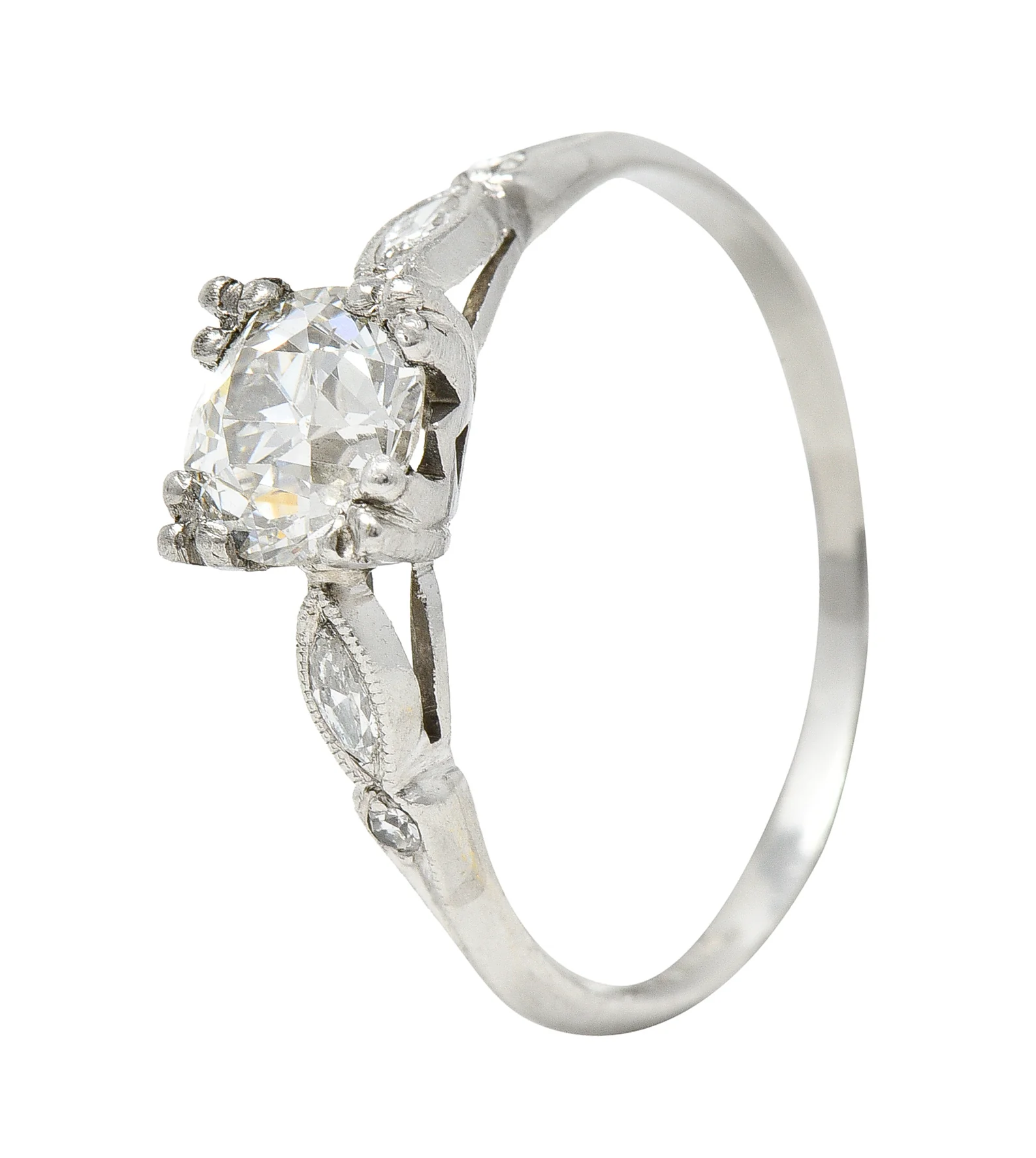 Bristol Co. Retro 1.27 CTW Old European Diamond Platinum Vintage Engagement Ring - Image 9