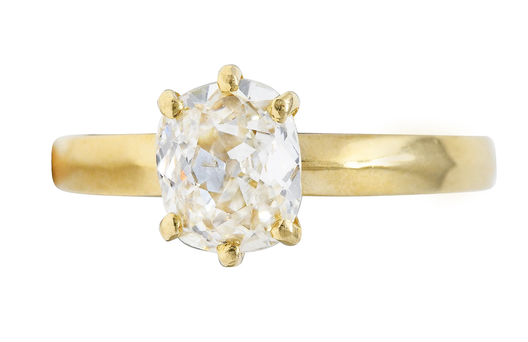 British 0.87 CTW Old Mine Diamond 14 Karat Gold Solitaire Engagement Ring