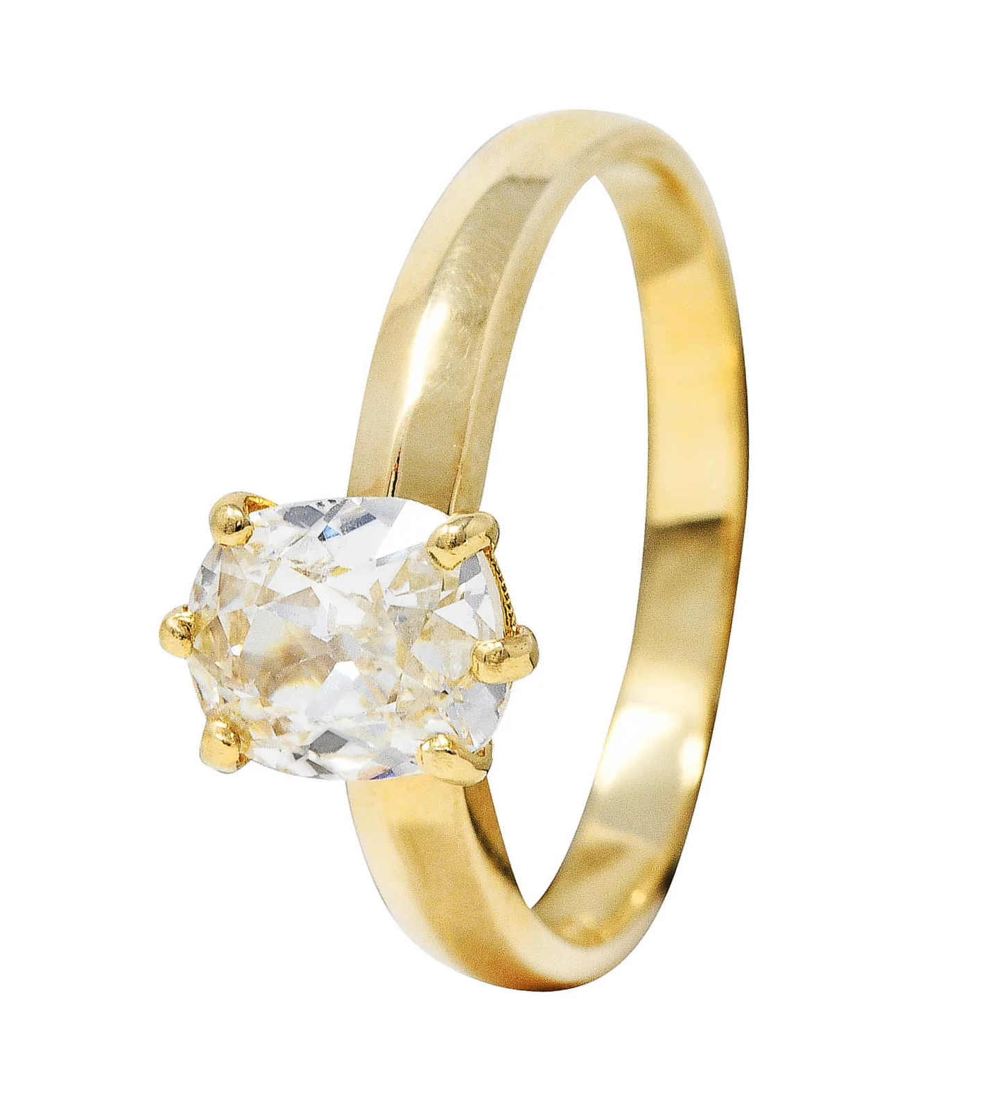 British 0.87 CTW Old Mine Diamond 14 Karat Gold Solitaire Engagement Ring - Image 10