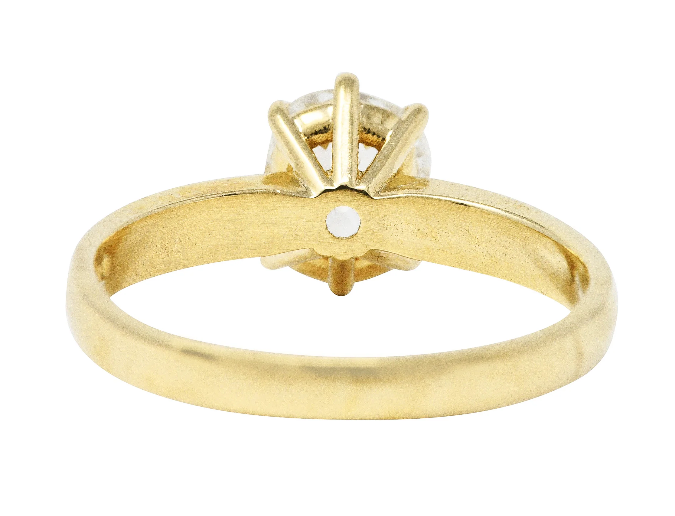 British 0.87 CTW Old Mine Diamond 14 Karat Gold Solitaire Engagement Ring - Image 4