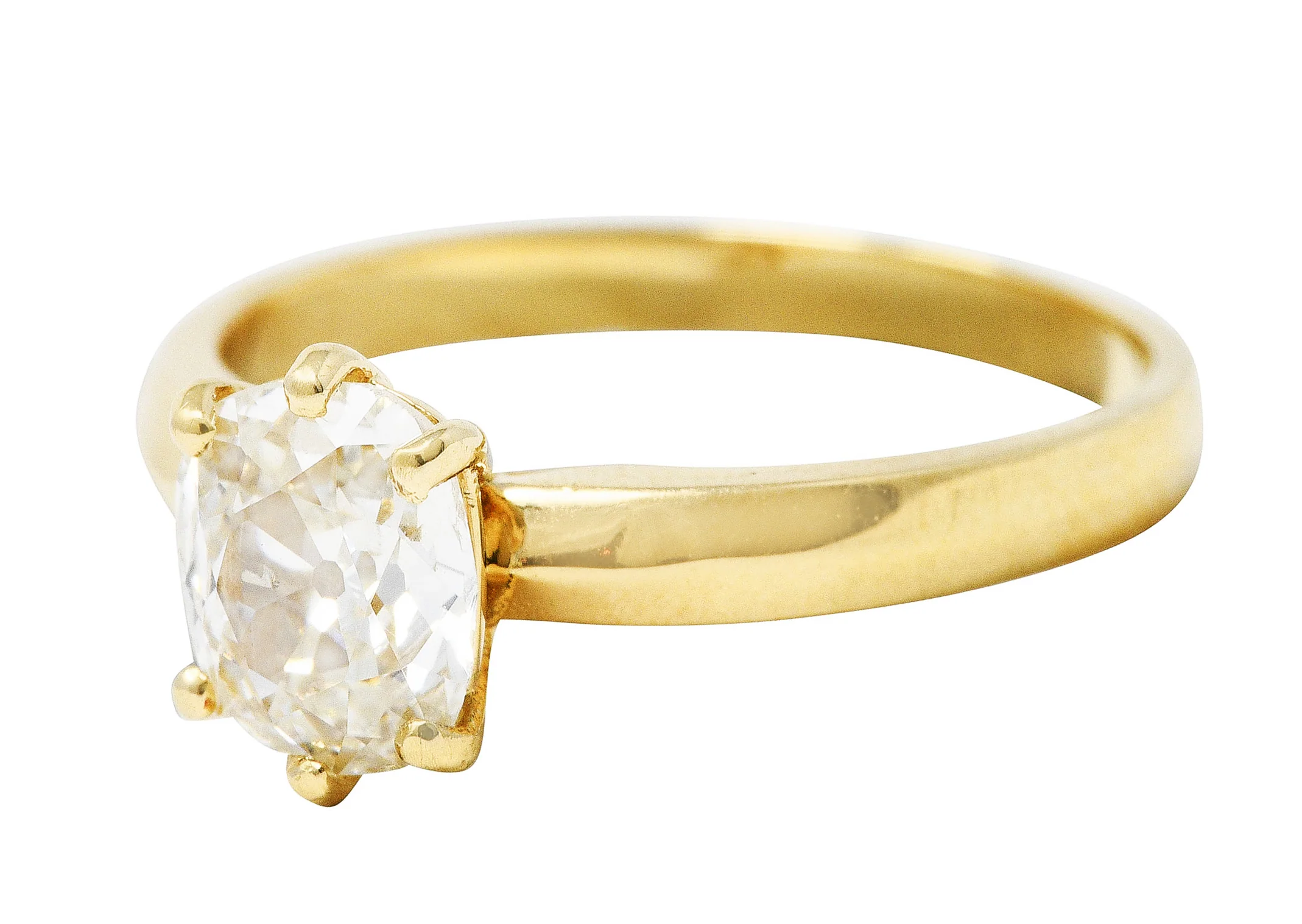 British 0.87 CTW Old Mine Diamond 14 Karat Gold Solitaire Engagement Ring - Image 6