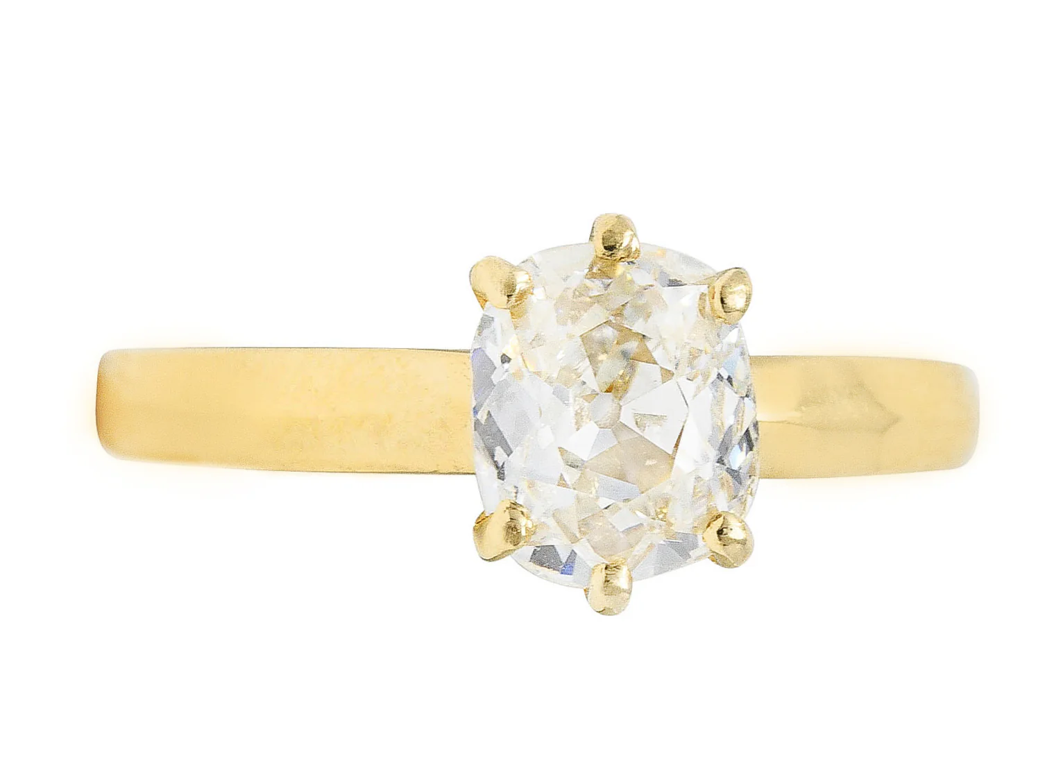 British 0.87 CTW Old Mine Diamond 14 Karat Gold Solitaire Engagement Ring - Image 7