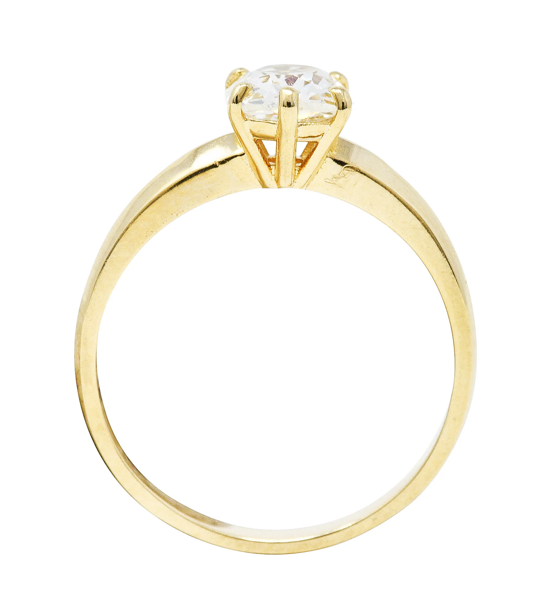 British 0.87 CTW Old Mine Diamond 14 Karat Gold Solitaire Engagement Ring - Image 9