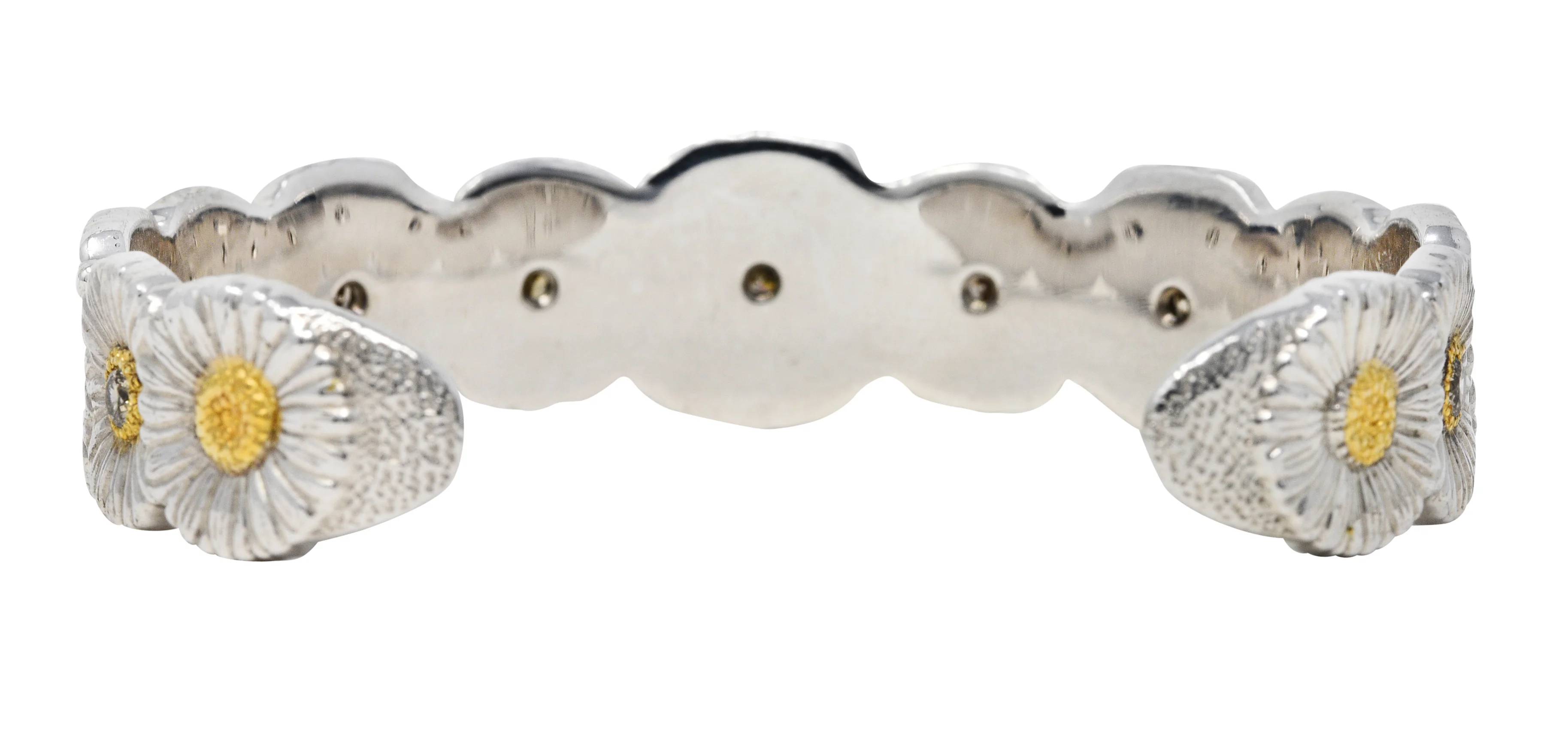 Buccellati 1.50 CTW Fancy Brown Diamond Sterling Silver Vermeil Gardenia Blossoms Cuff Bracelet - Image 4
