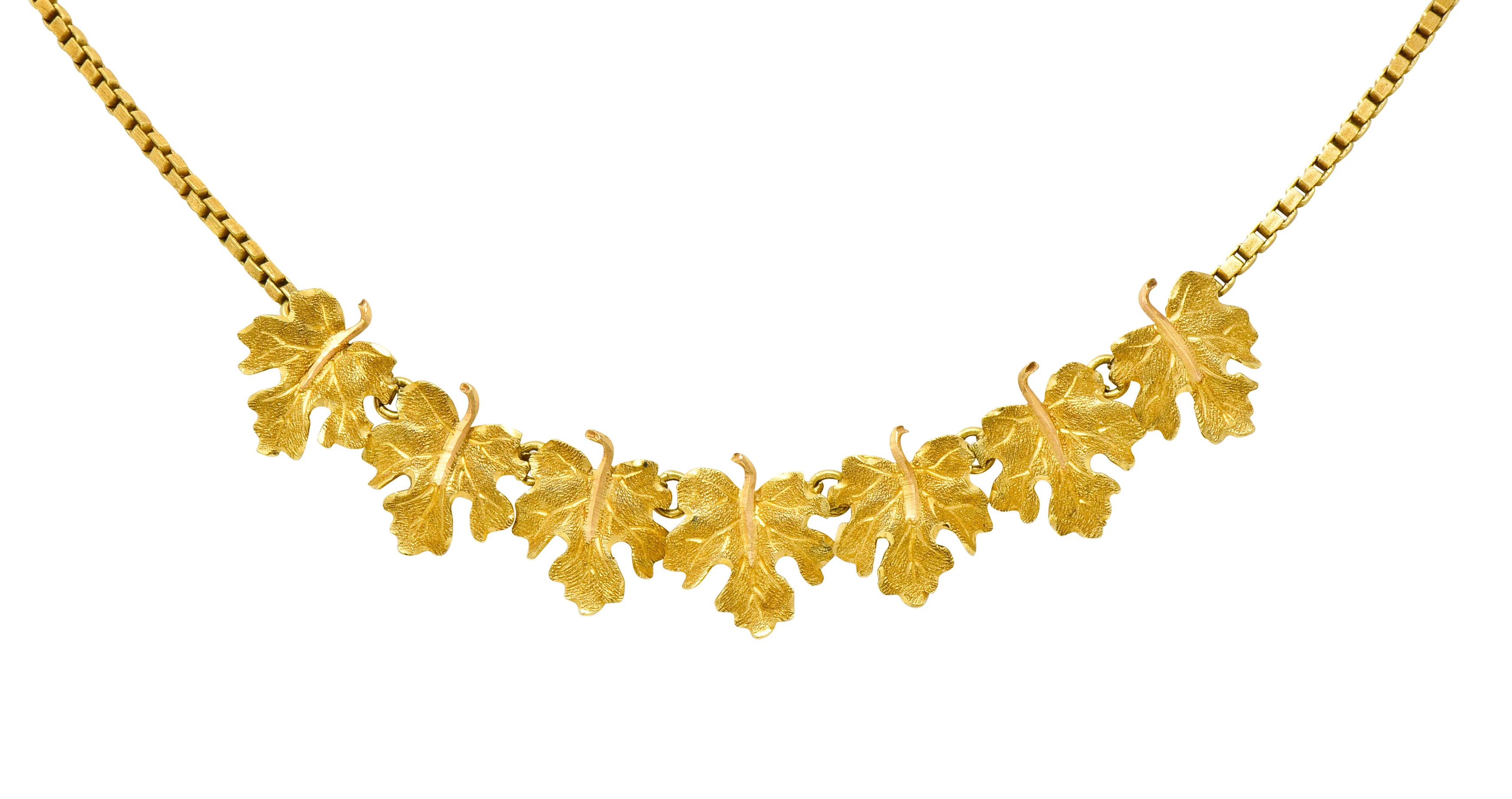 Buccellati 18 Karat Two-Tone Gold Italian Grape Leaf Necklace - Image 10
