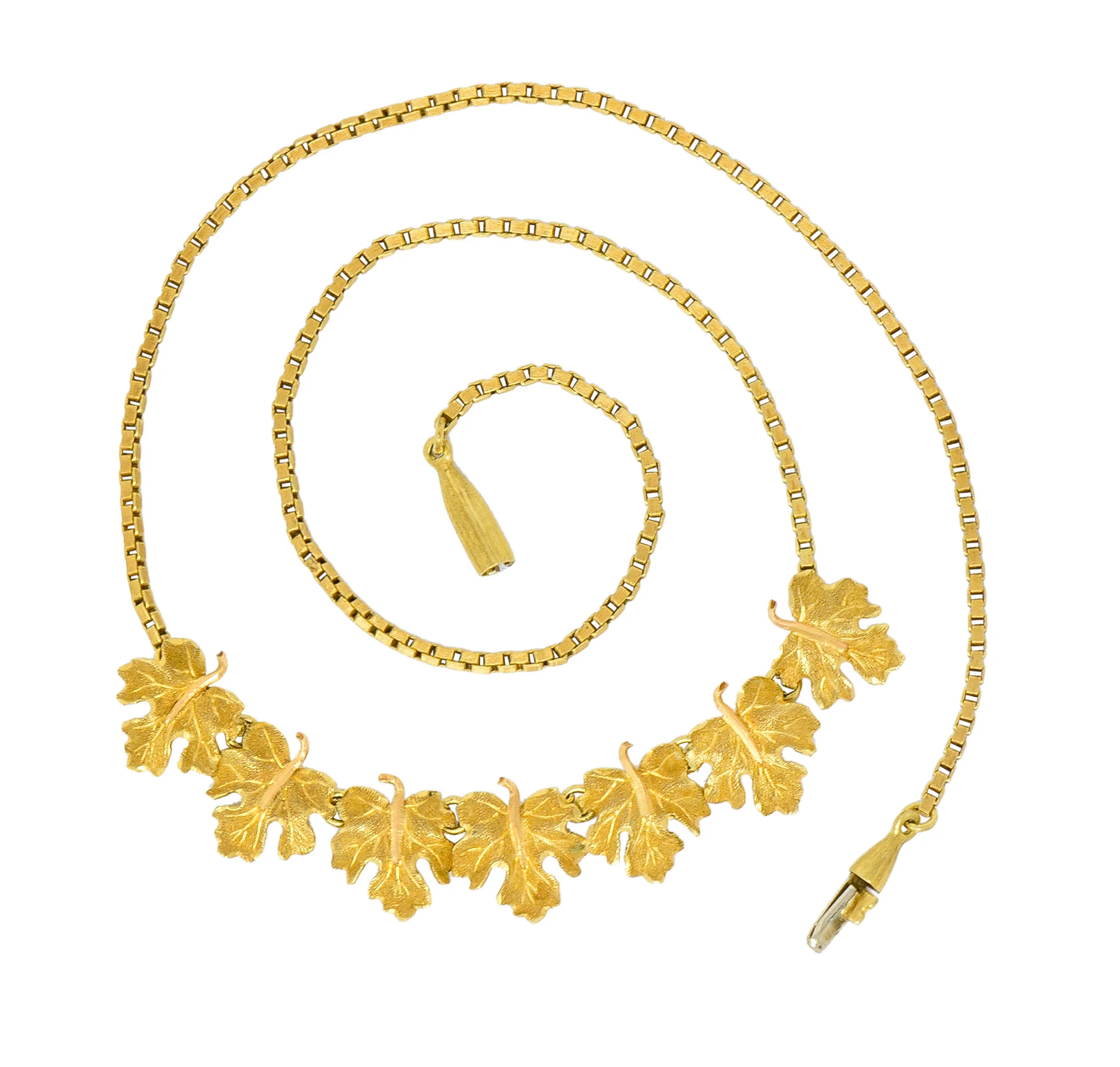 Buccellati 18 Karat Two-Tone Gold Italian Grape Leaf Necklace - Image 11