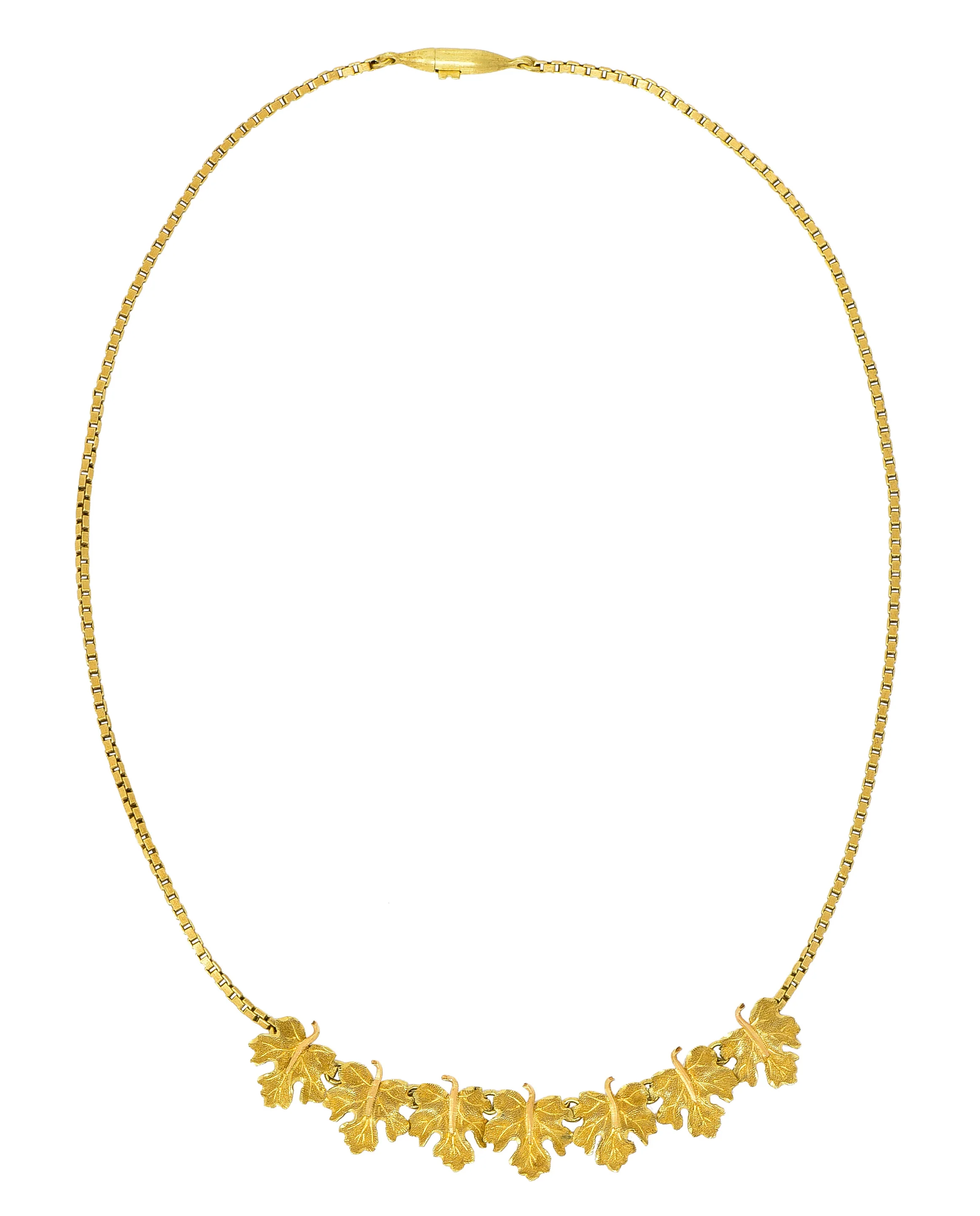 Buccellati 18 Karat Two-Tone Gold Italian Grape Leaf Necklace - Image 2