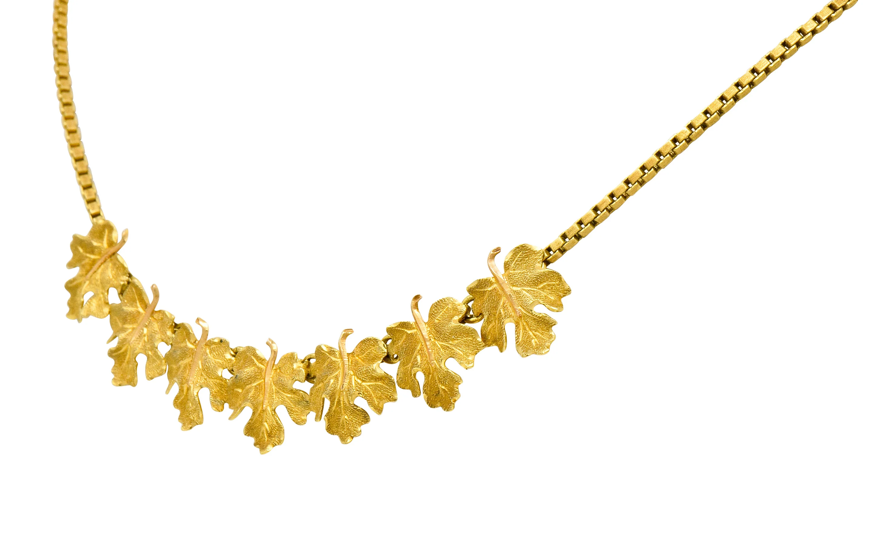 Buccellati 18 Karat Two-Tone Gold Italian Grape Leaf Necklace - Image 3