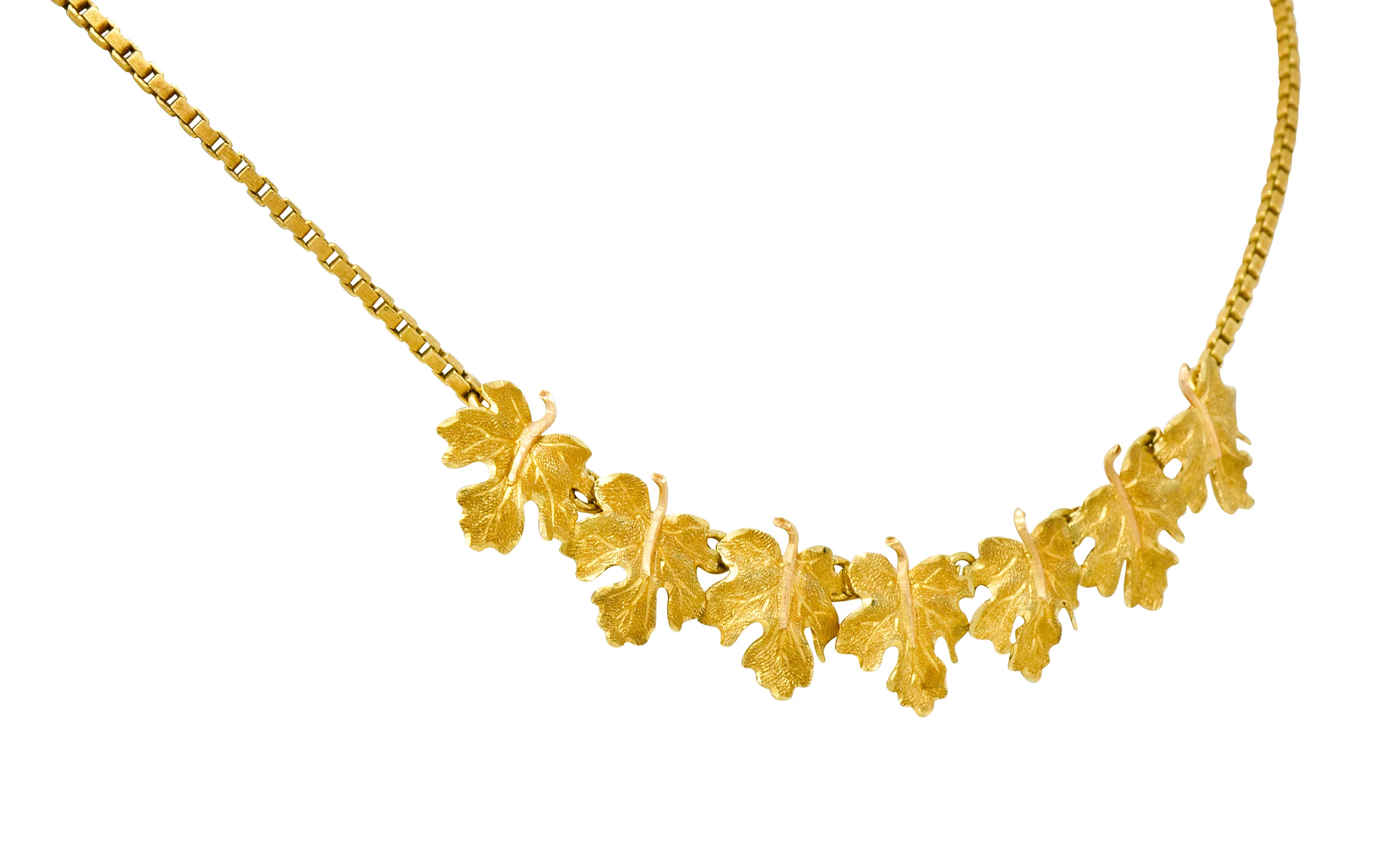 Buccellati 18 Karat Two-Tone Gold Italian Grape Leaf Necklace - Image 4