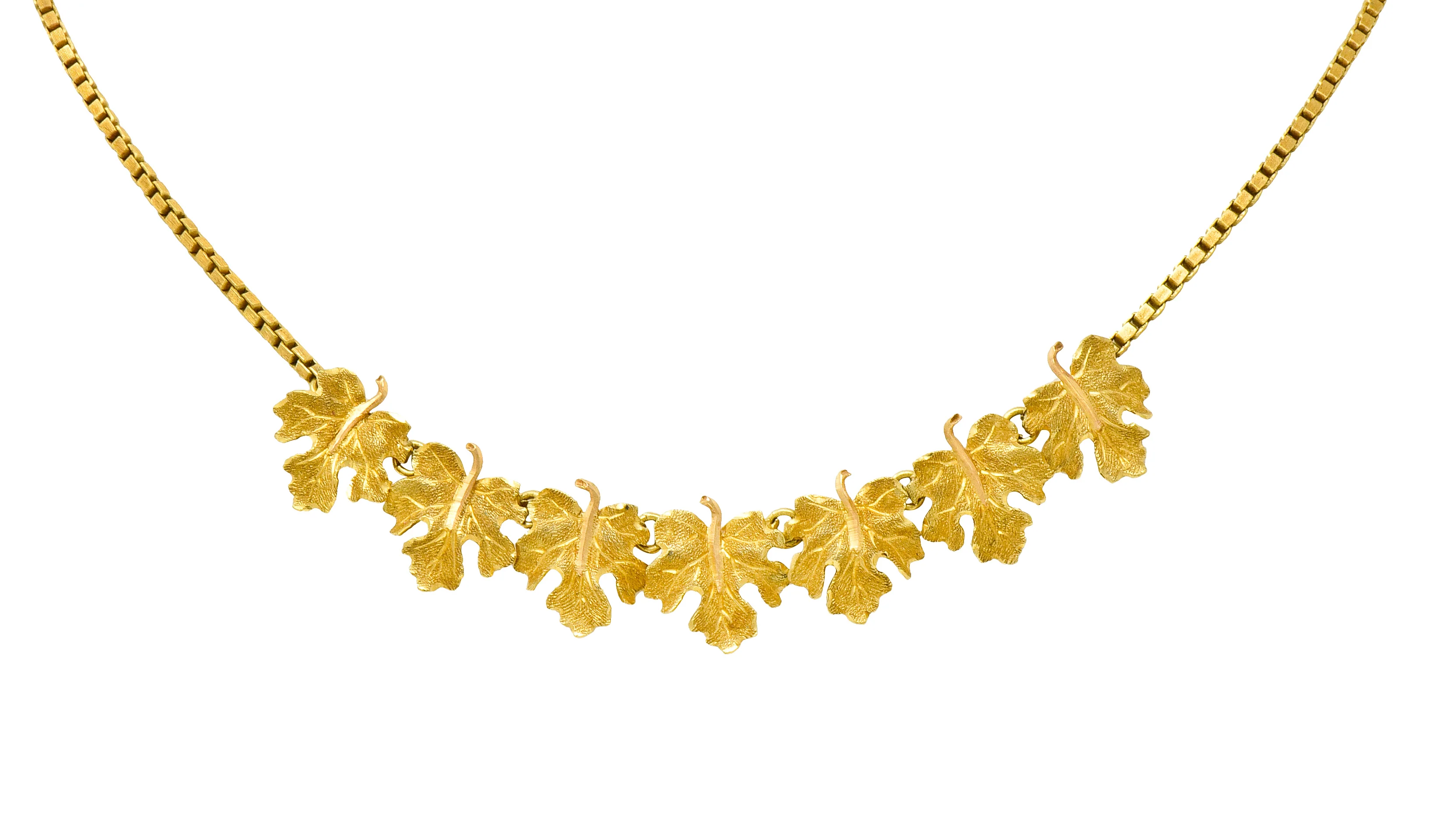 Buccellati 18 Karat Two-Tone Gold Italian Grape Leaf Necklace - Image 5
