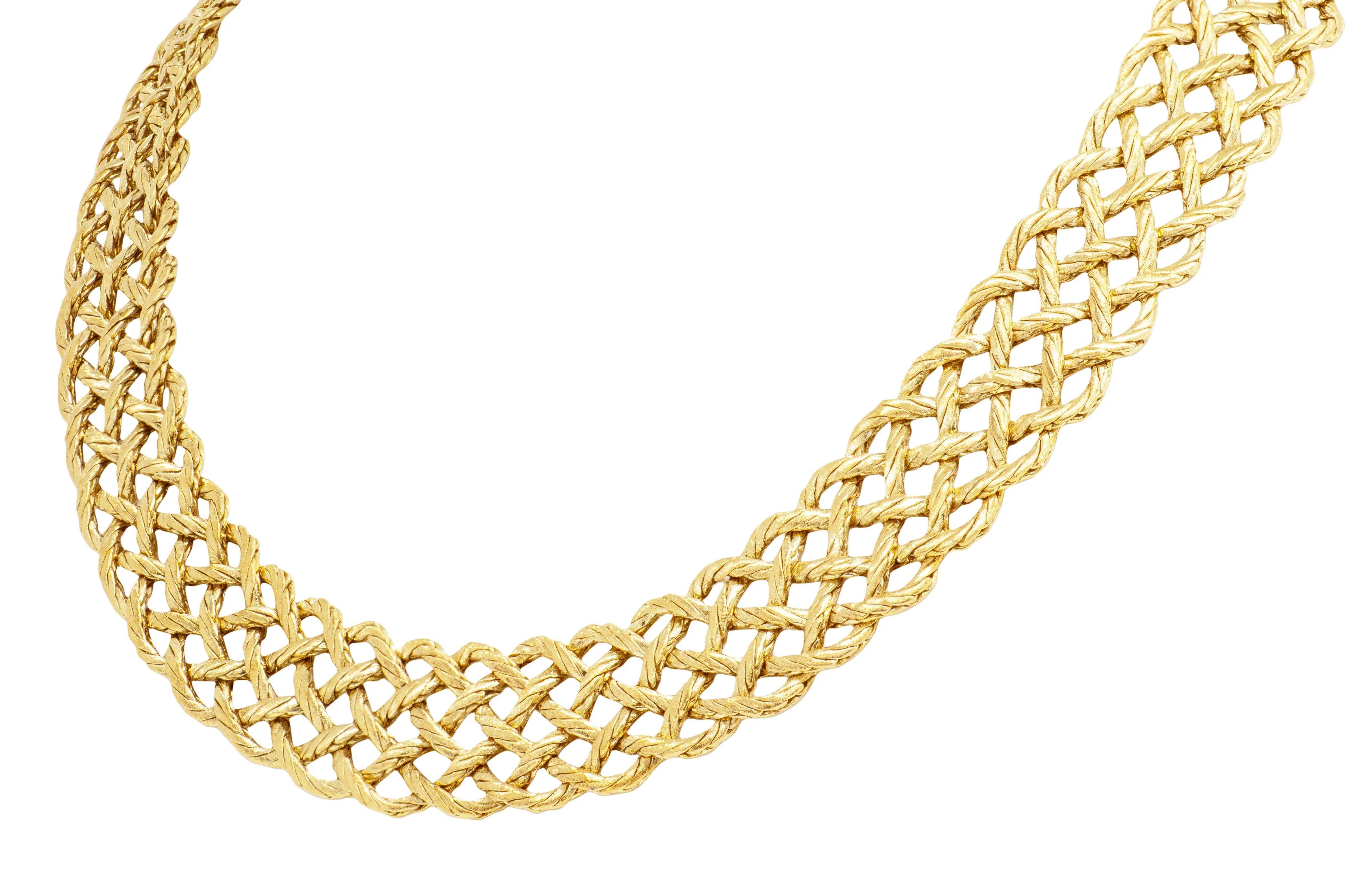 Buccellati 18 Karat Yellow Gold Contemporary Woven Crepe De Chine Collar Necklace - Image 4