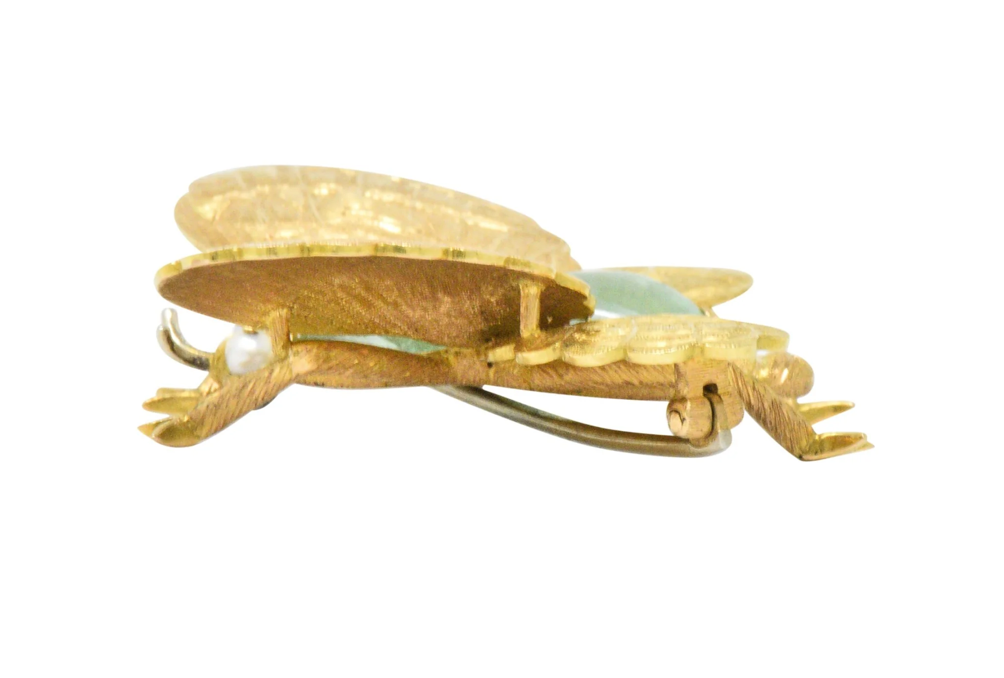 Buccellati 1960's 4.00 CTW Emerald Seed Pearl 18 Karat Gold Butterfly Brooch - Image 6