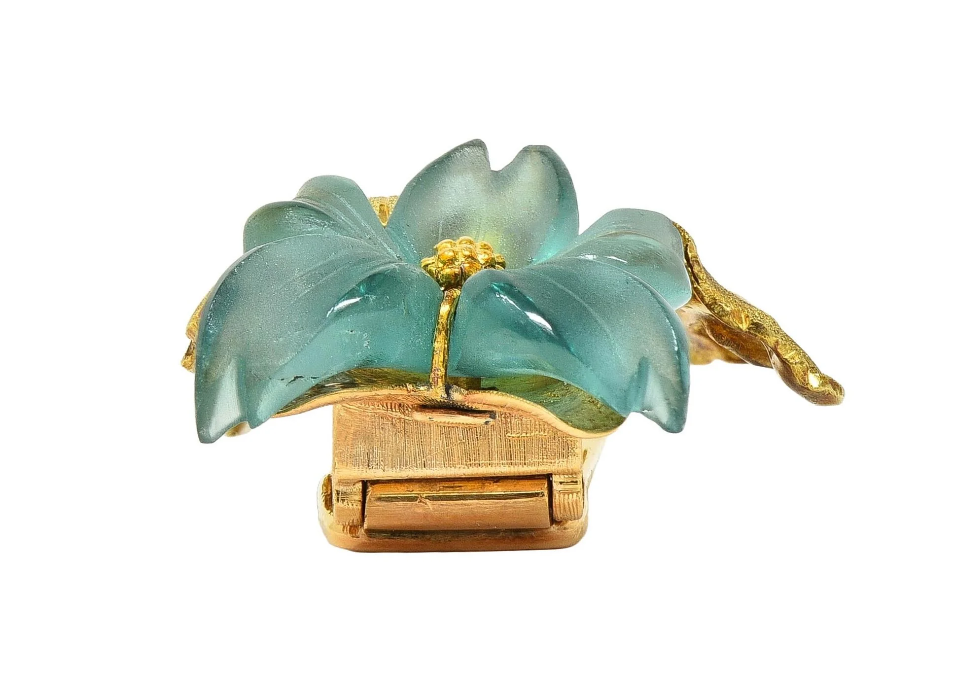 Buccellati 1960s Carved Fluorite 18 Karat Two-Tone Gold Vintage Dogwood Flower Brooch - Image 10