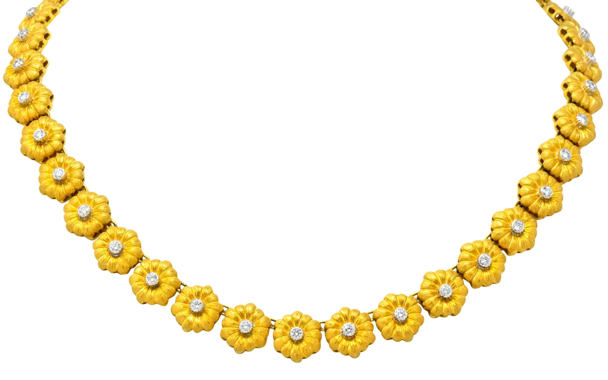 Buccellati 1970's Diamond 18 Karat Gold Flower Necklace