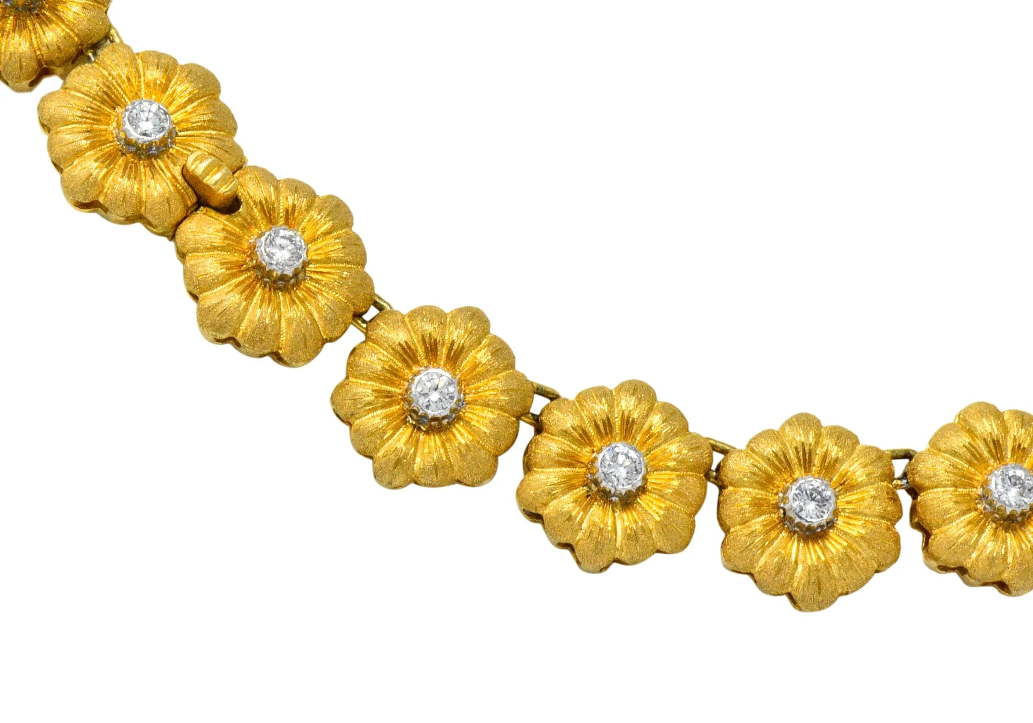 Buccellati 1970's Diamond 18 Karat Gold Flower Necklace - Image 6