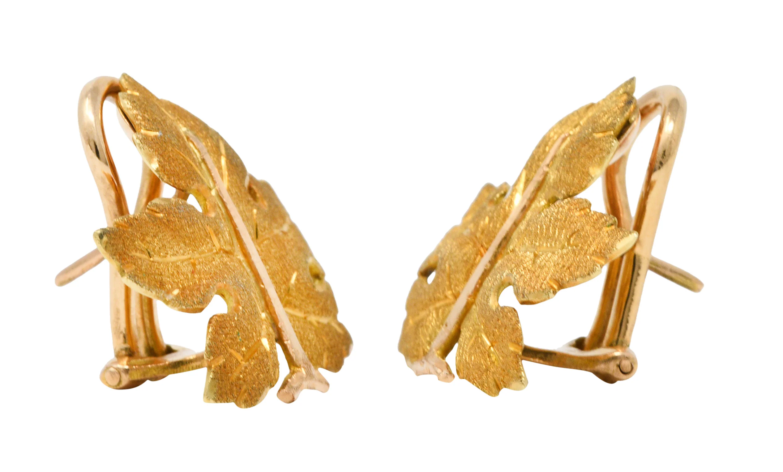 Buccellati 1970's Italian 18 Karat Two-Tone Gold Maple Leaf Earrings - Image 5