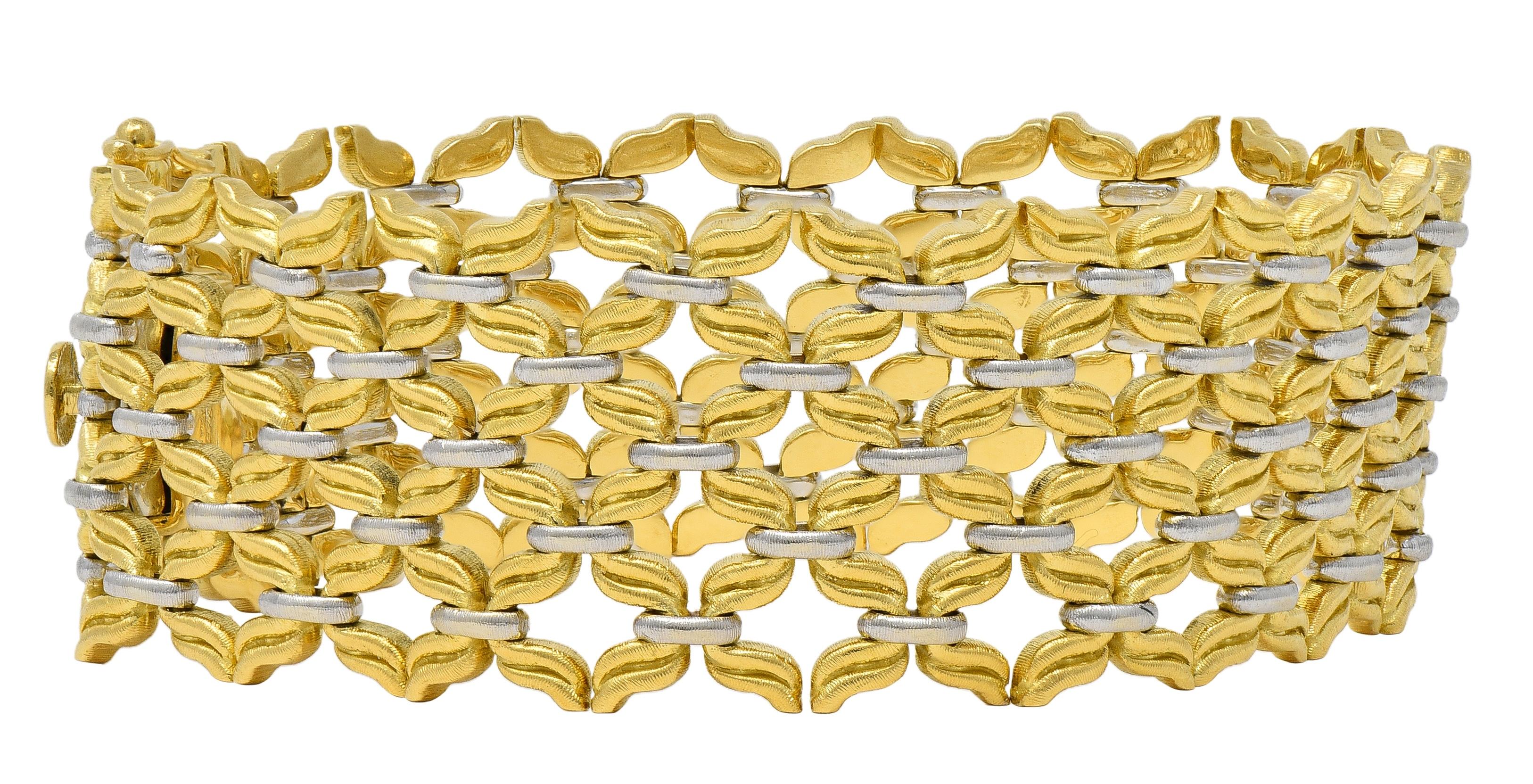 Buccellati 1980's 18 Karat Two-Tone Gold Vintage Woven Link Bracelet - Image 7