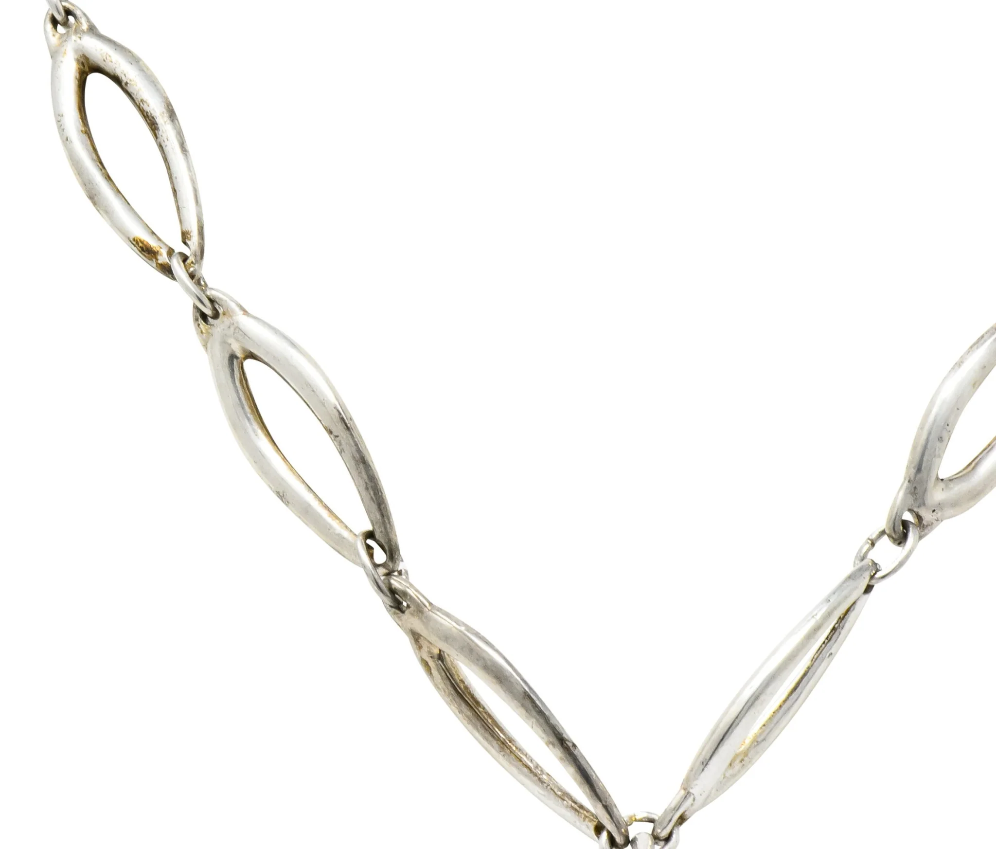 Buccellati Bold Enamel Sterling Silver Vintage Drop Pendant Necklace - Image 2