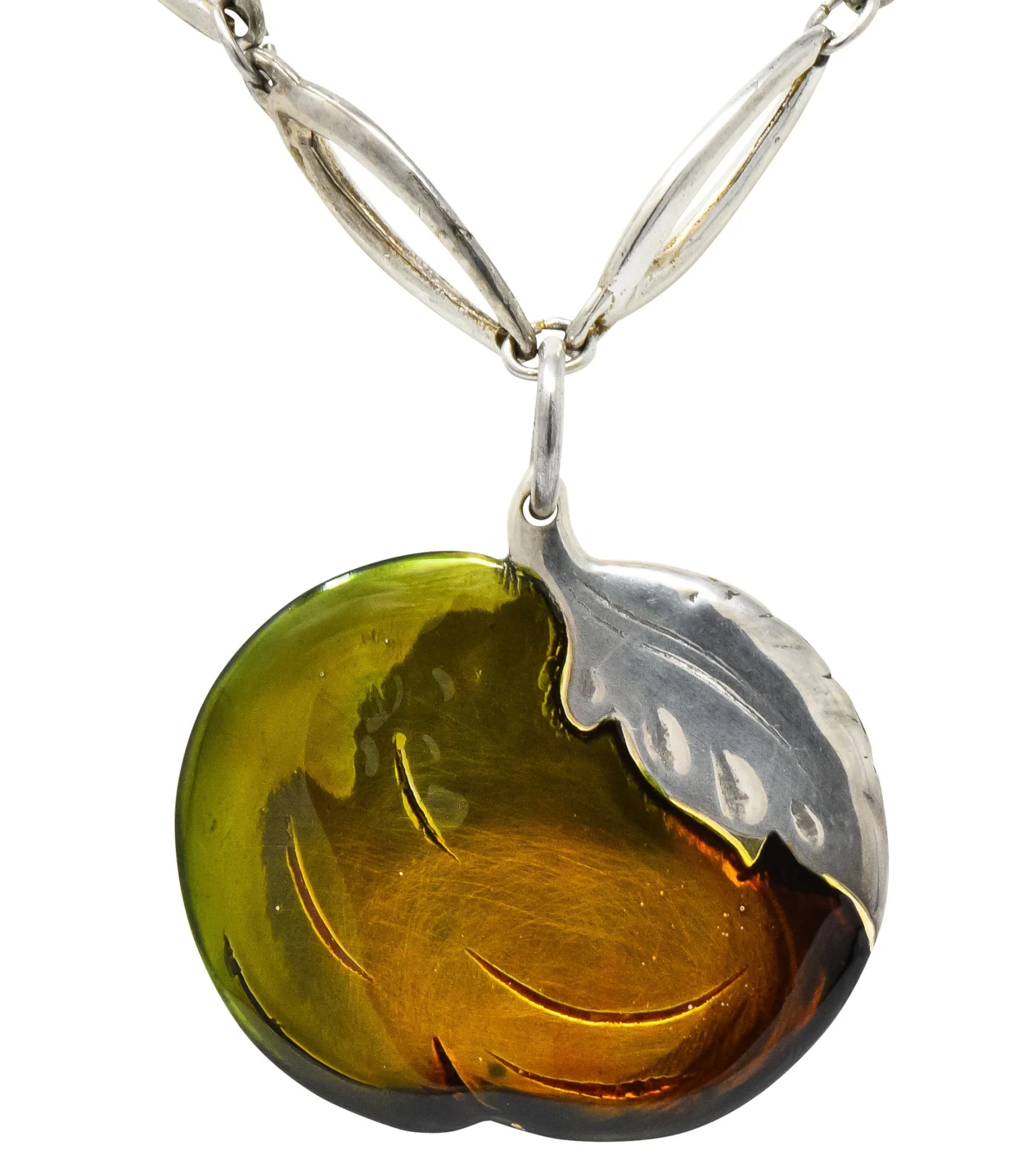Buccellati Bold Enamel Sterling Silver Vintage Drop Pendant Necklace - Image 3